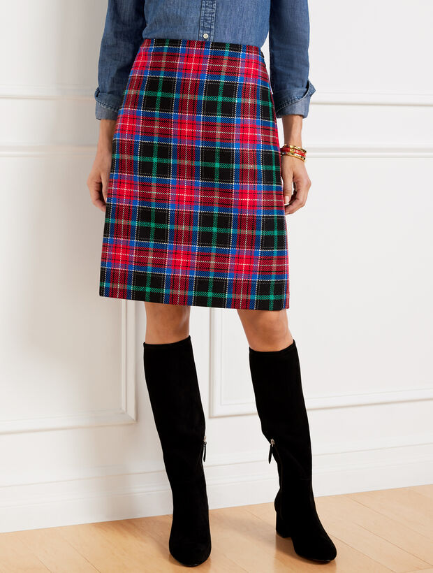 A-Line Skirt - Log Fire Plaid