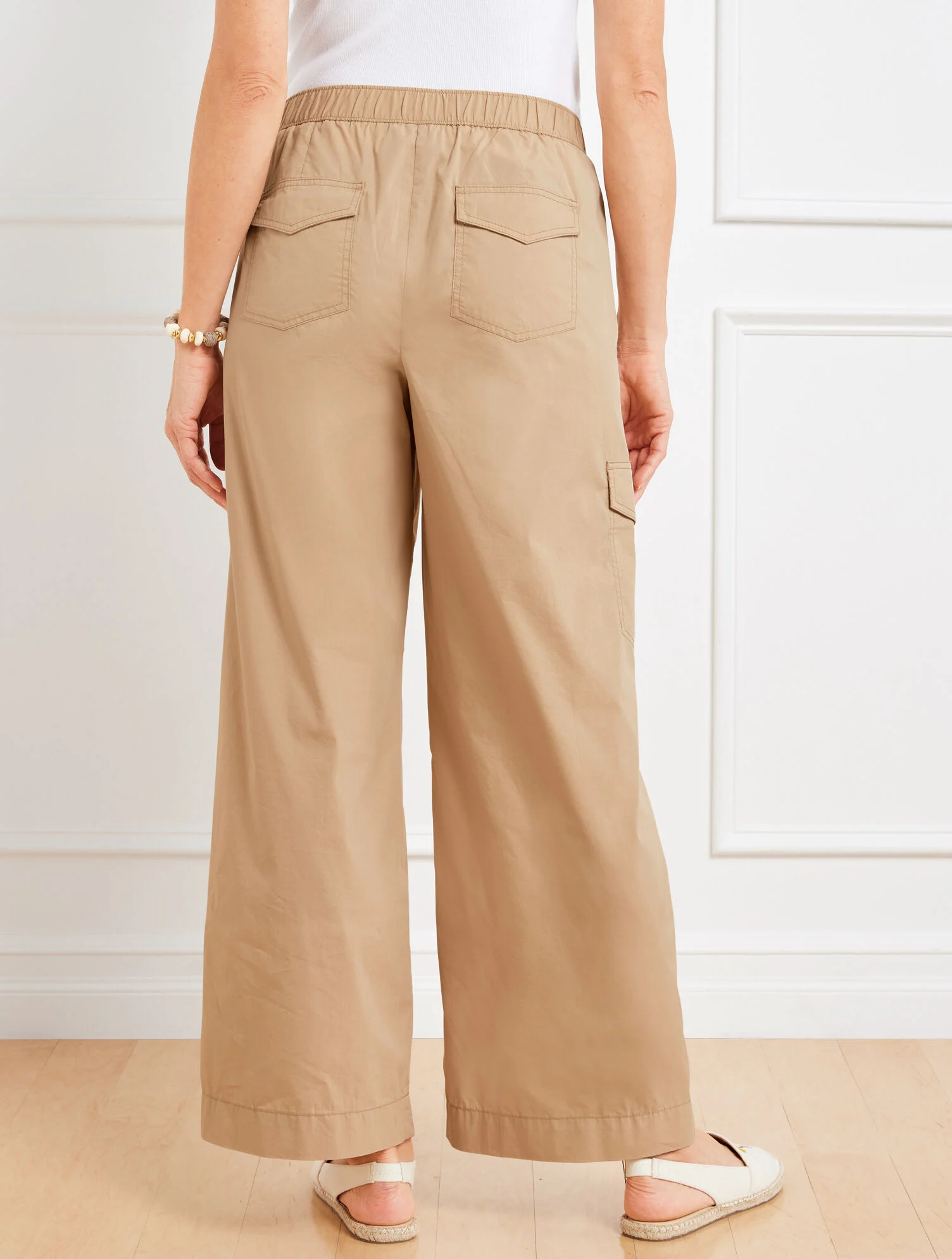 Wide Leg Cargo Poplin Pants