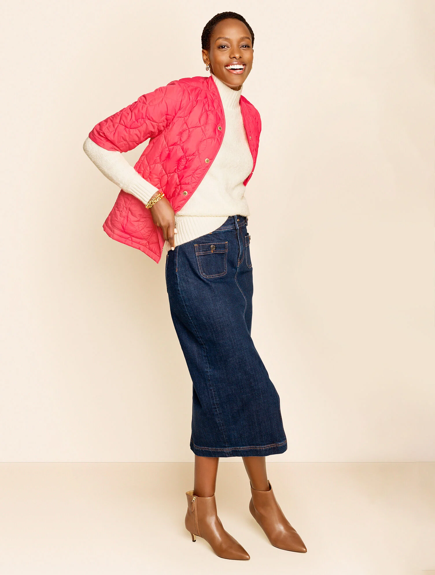 Denim Midi Skirt - Park Wash