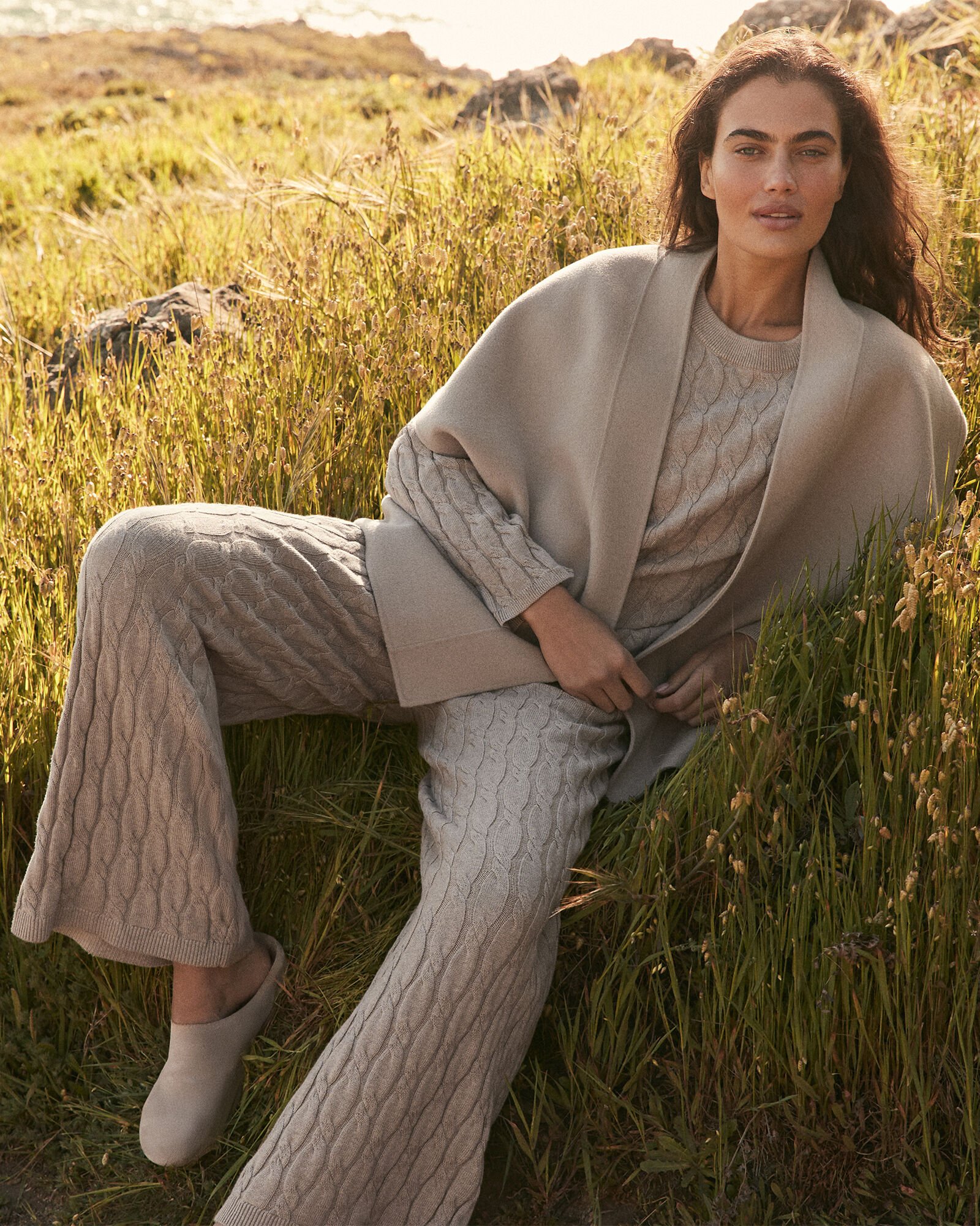 Cotton Cashmere Cable Knit Sweater