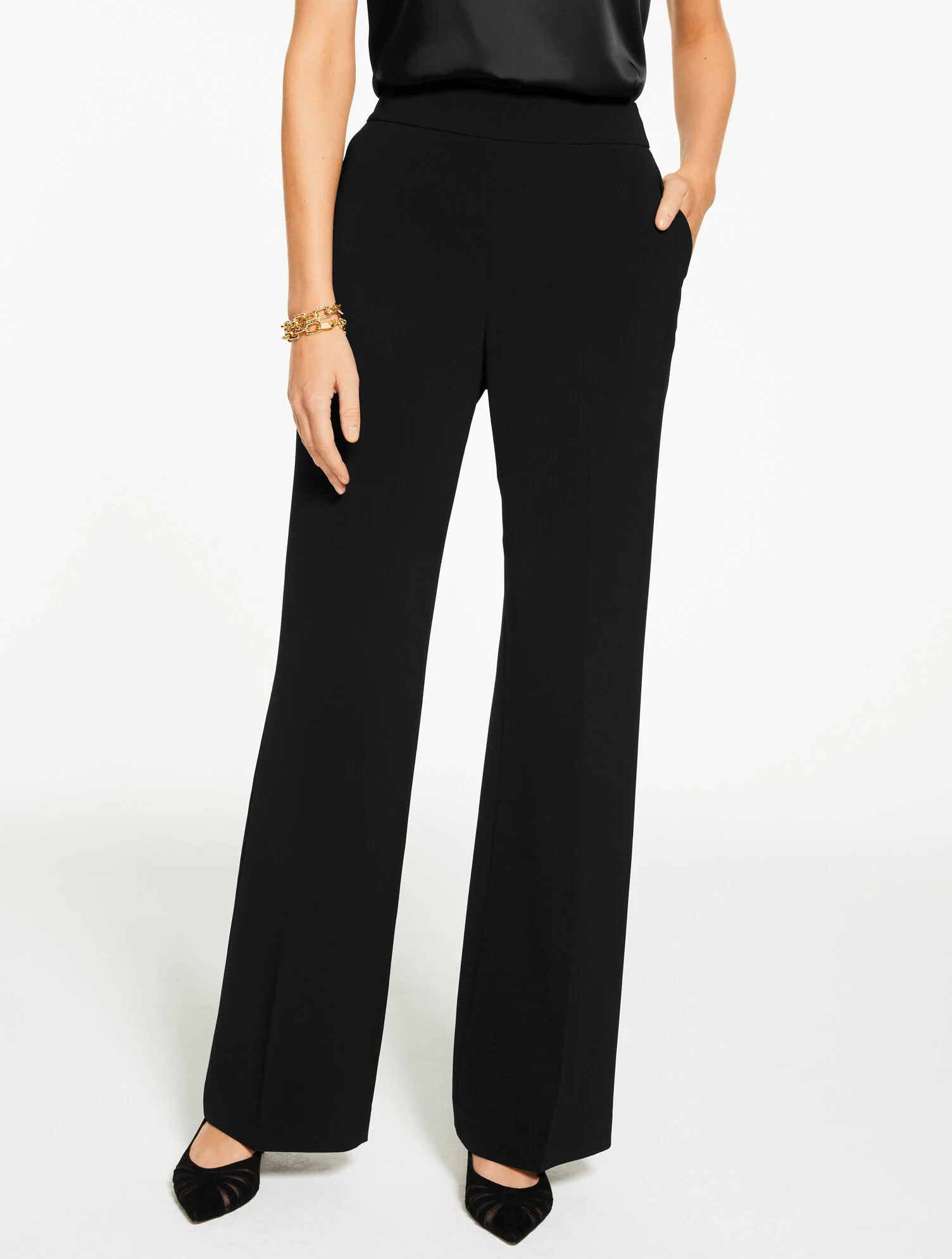 Wide Leg Polished Crepe Pants