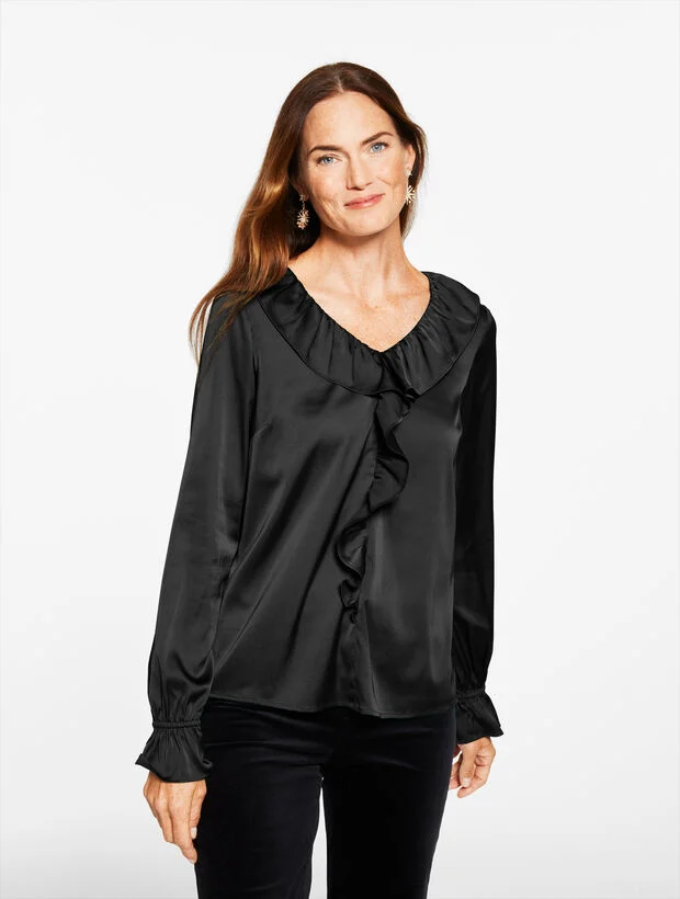 Soft Satin Charmeuse Ruffle Top