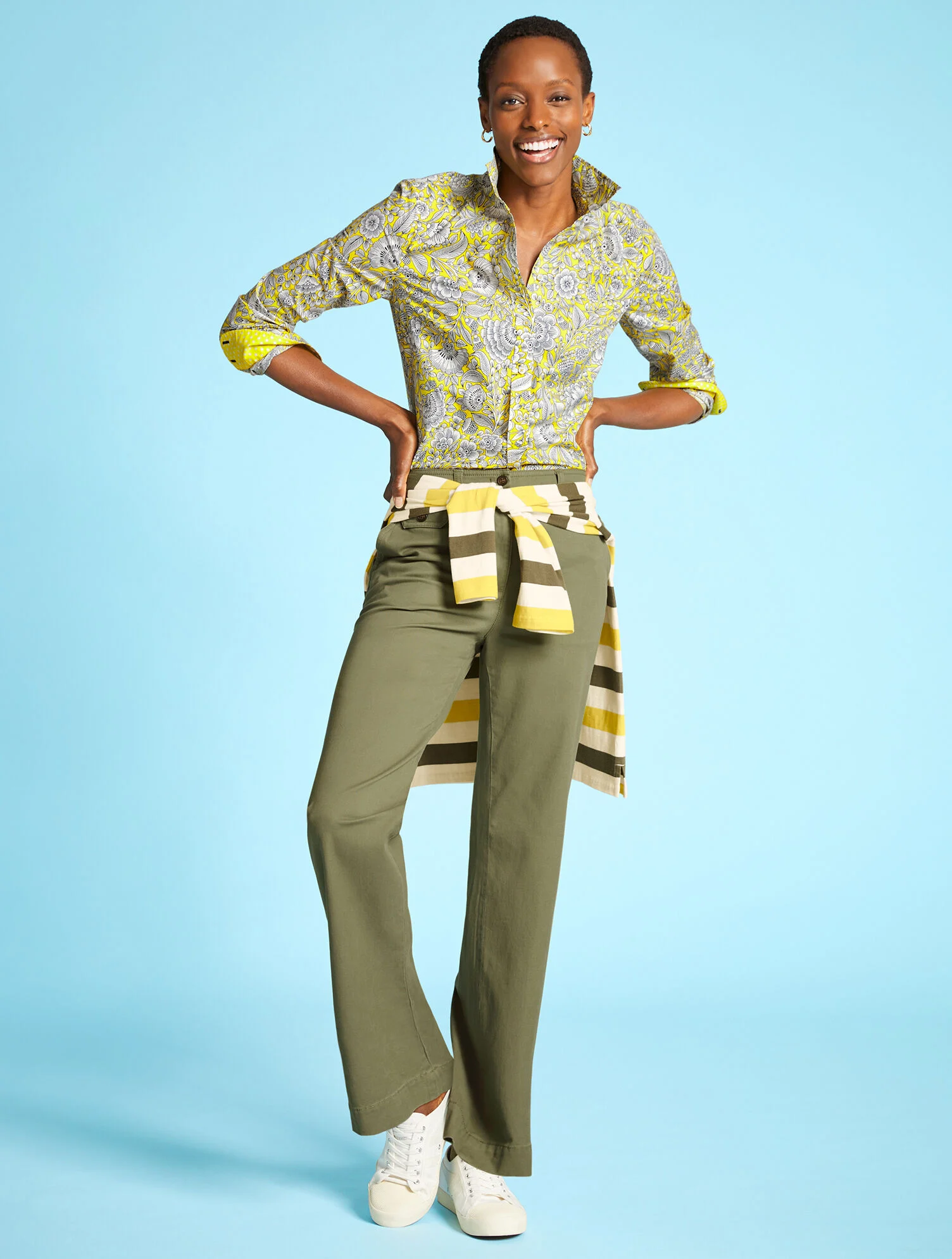 Twill Wide Leg Pants