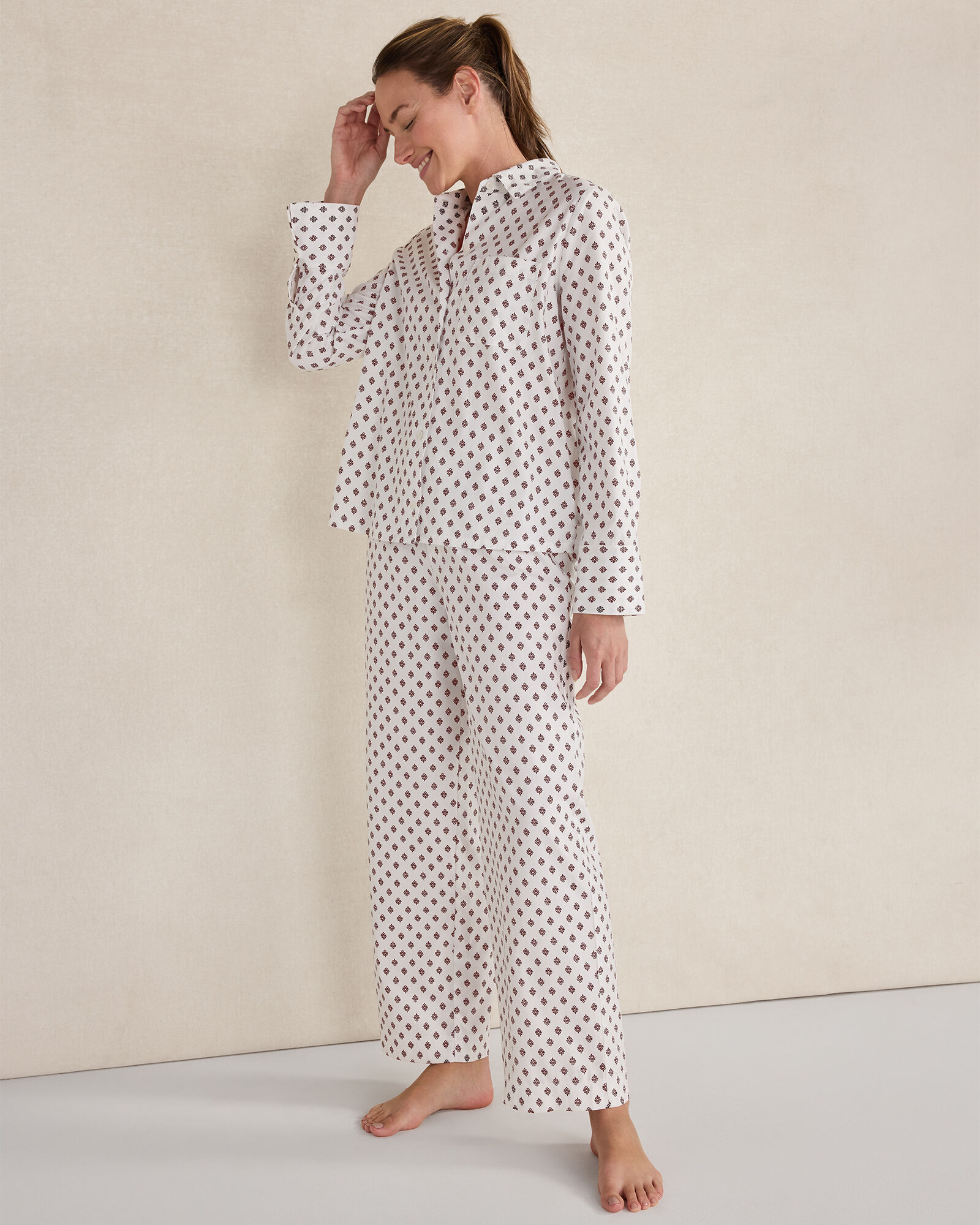 Organic Cotton Blend Floral Tile Pajama Pants