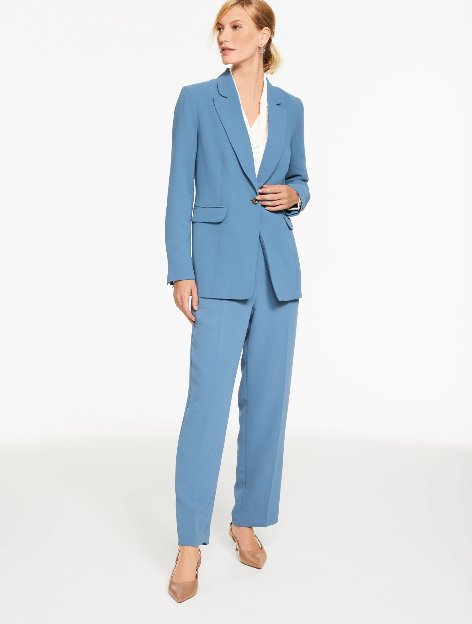 Polished Crepe Single Button Blazer