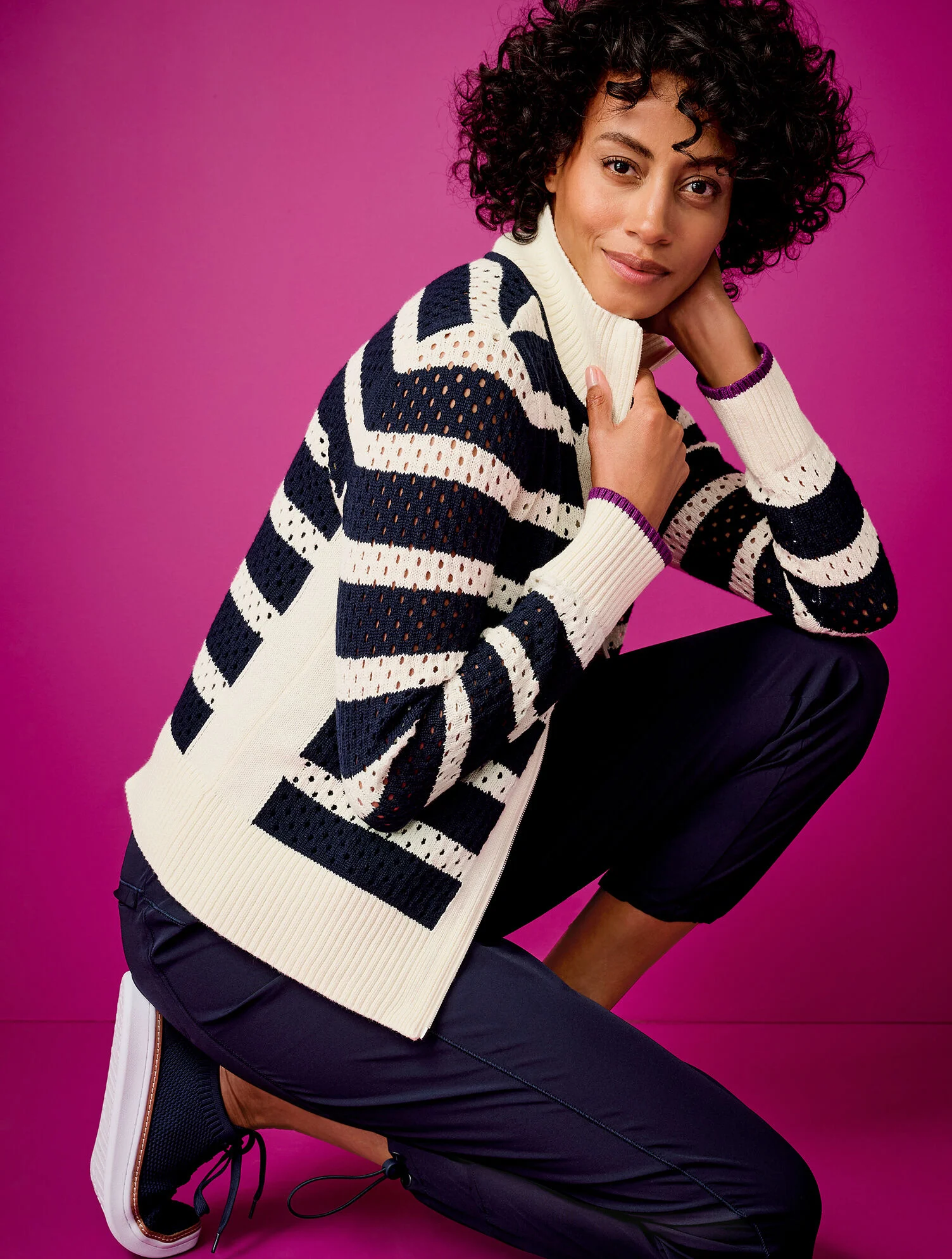 Coolmax® Full Zip Sweater Jacket -  Stripe