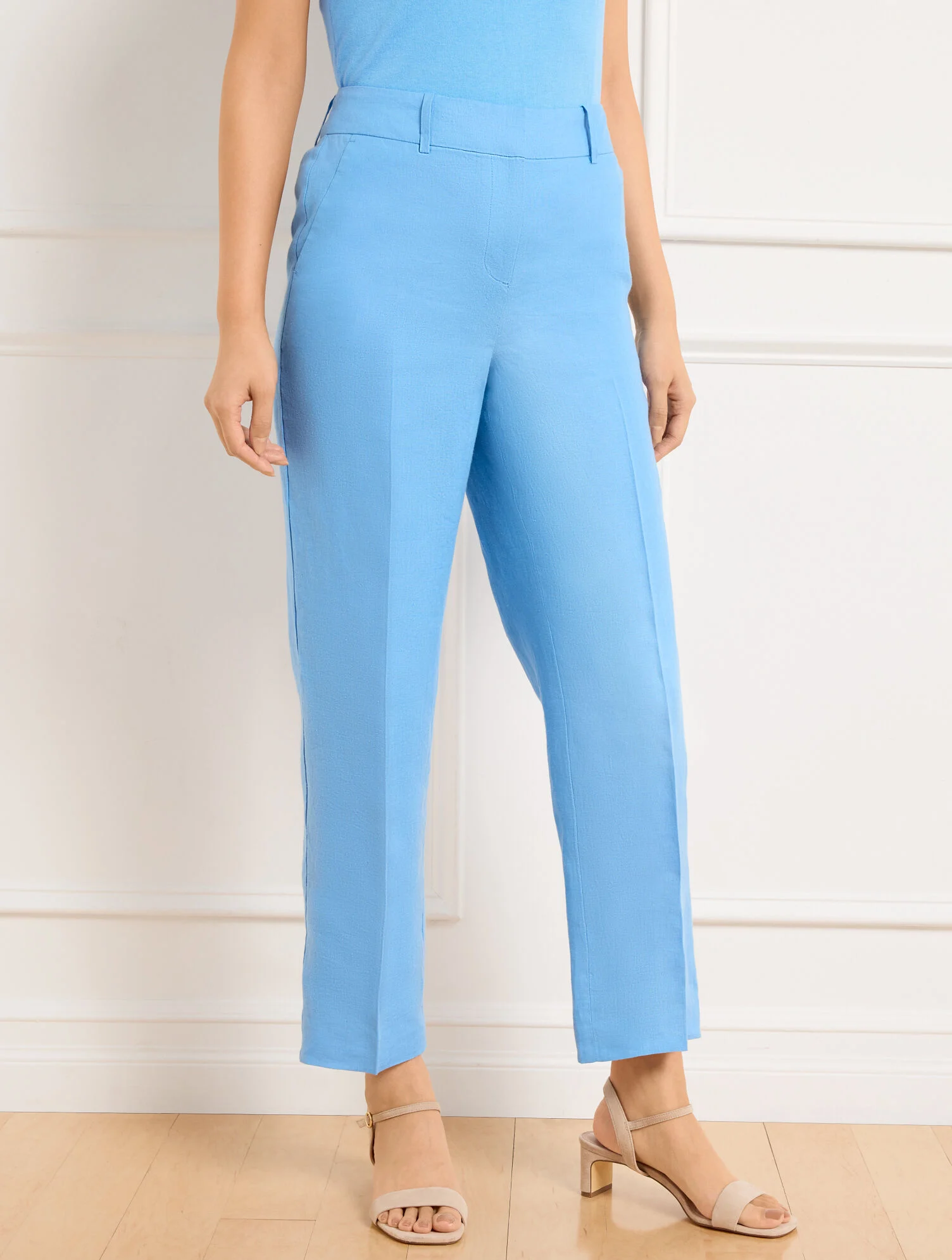 Straight Ankle Leg Linen Pants
