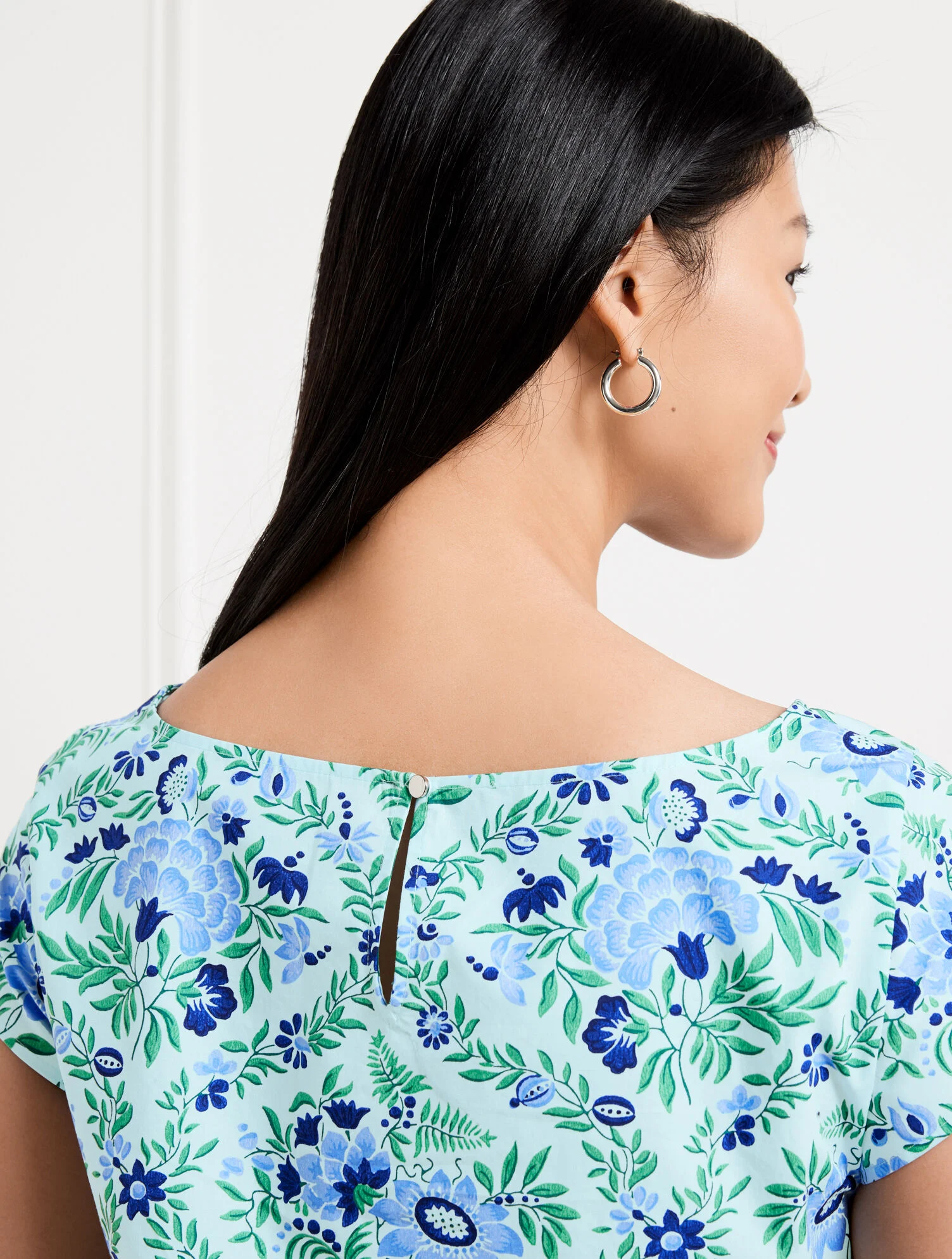 Poplin Bateau Neck Top - Exquisite Floral