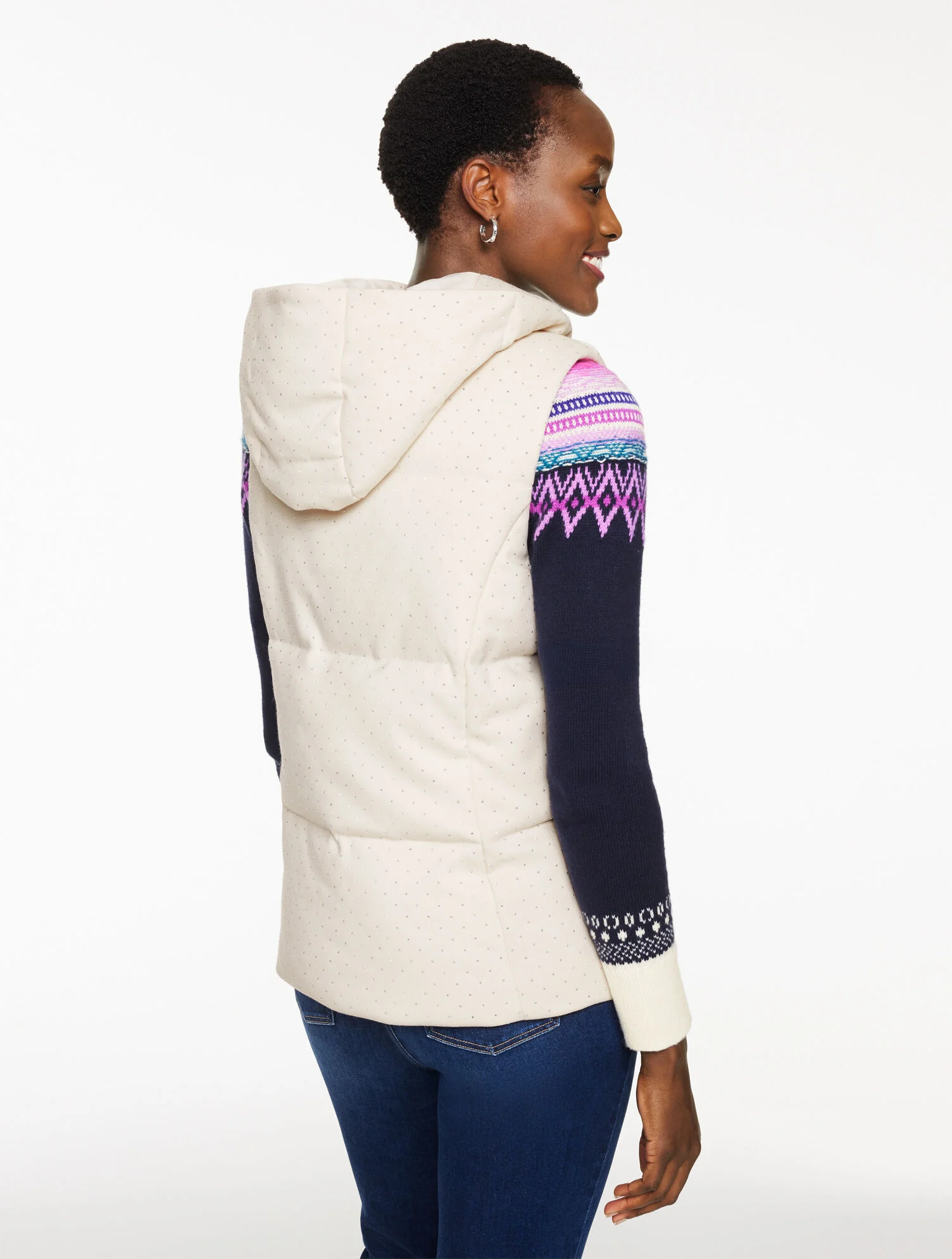 Studded Flannel Hooded Vest