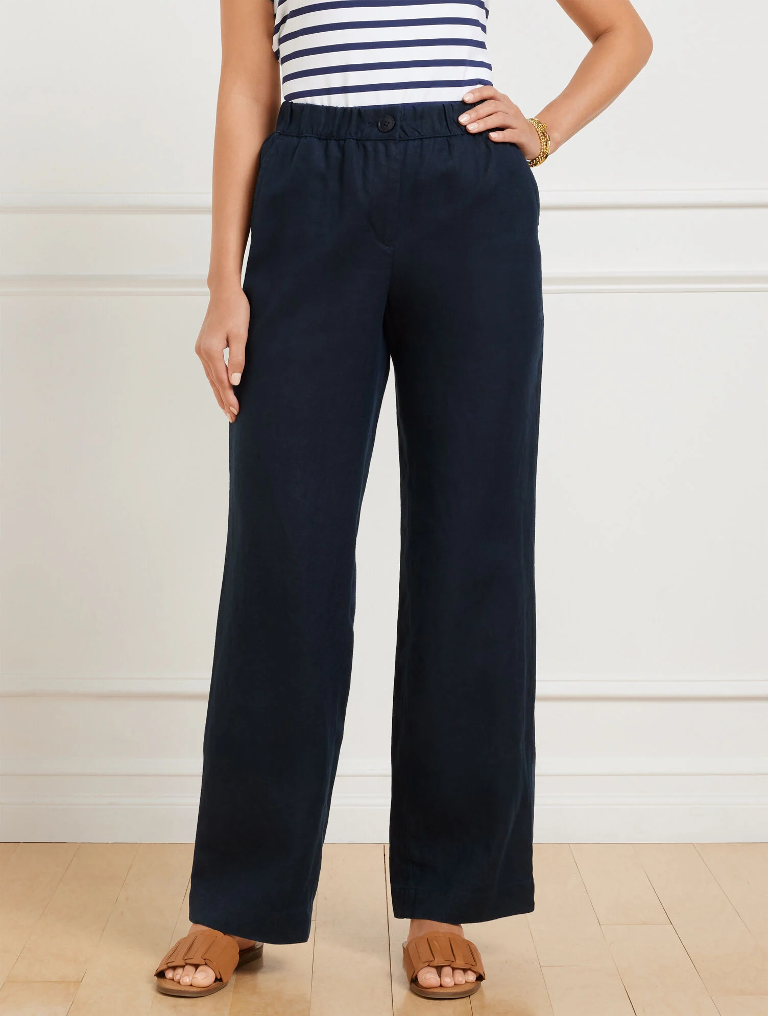 Wide Leg Washed Linen Pants