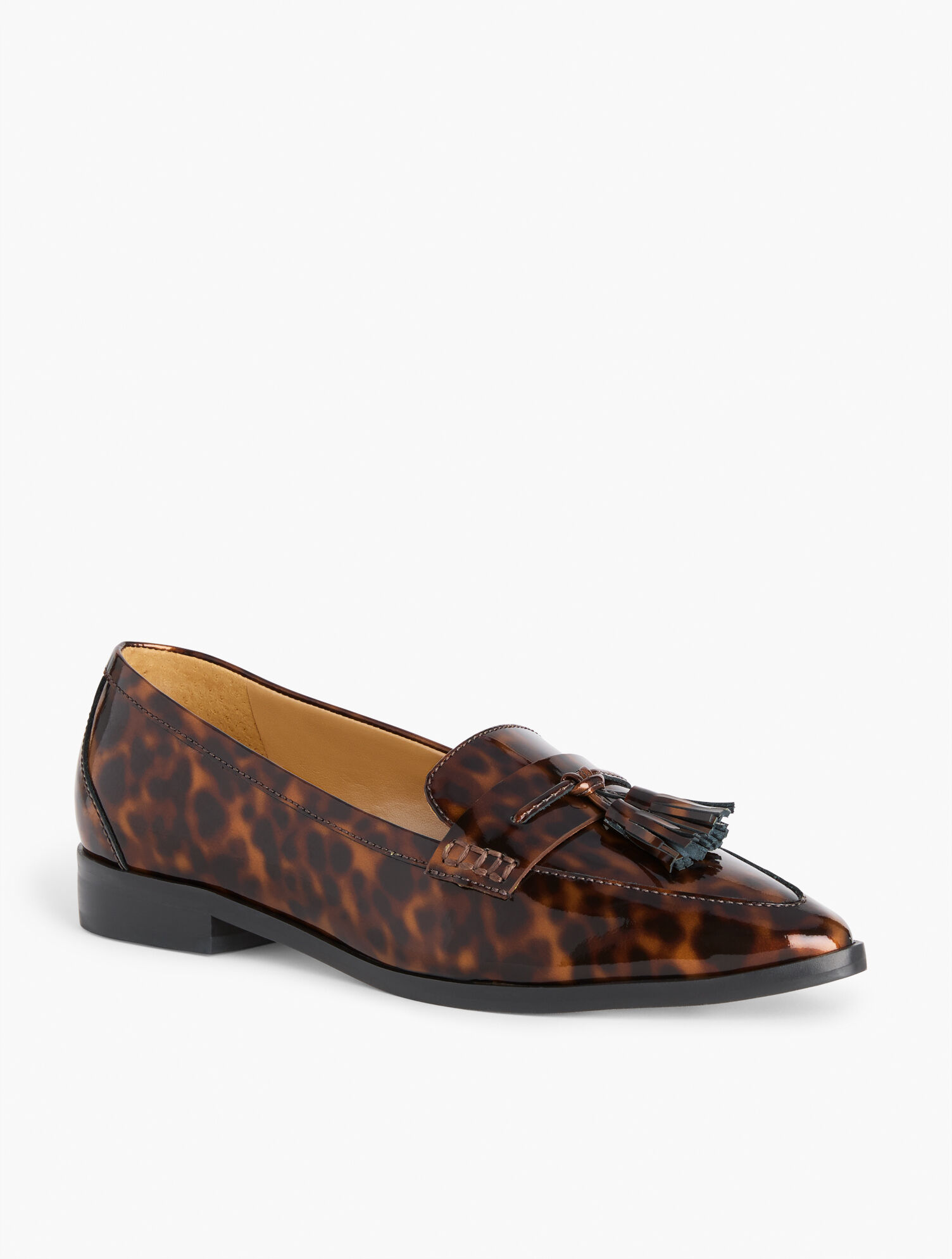 Reece Pointed Toe Loafers - Tortoiseshell Patent