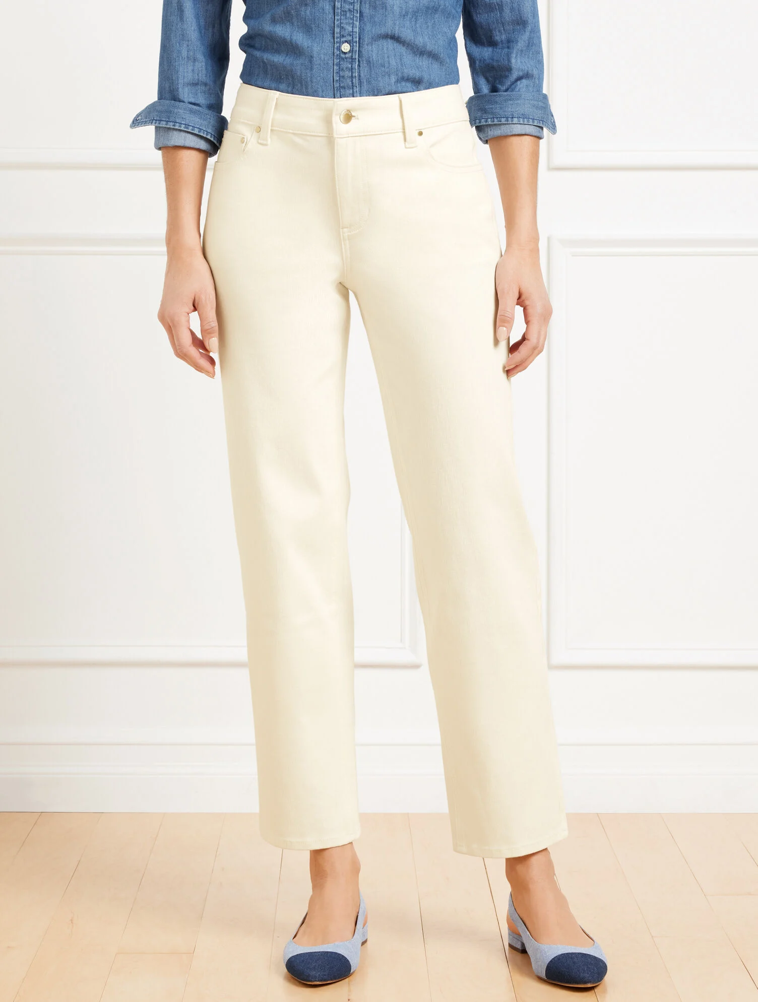 Mid Rise Stovepipe Straight Leg Jeans