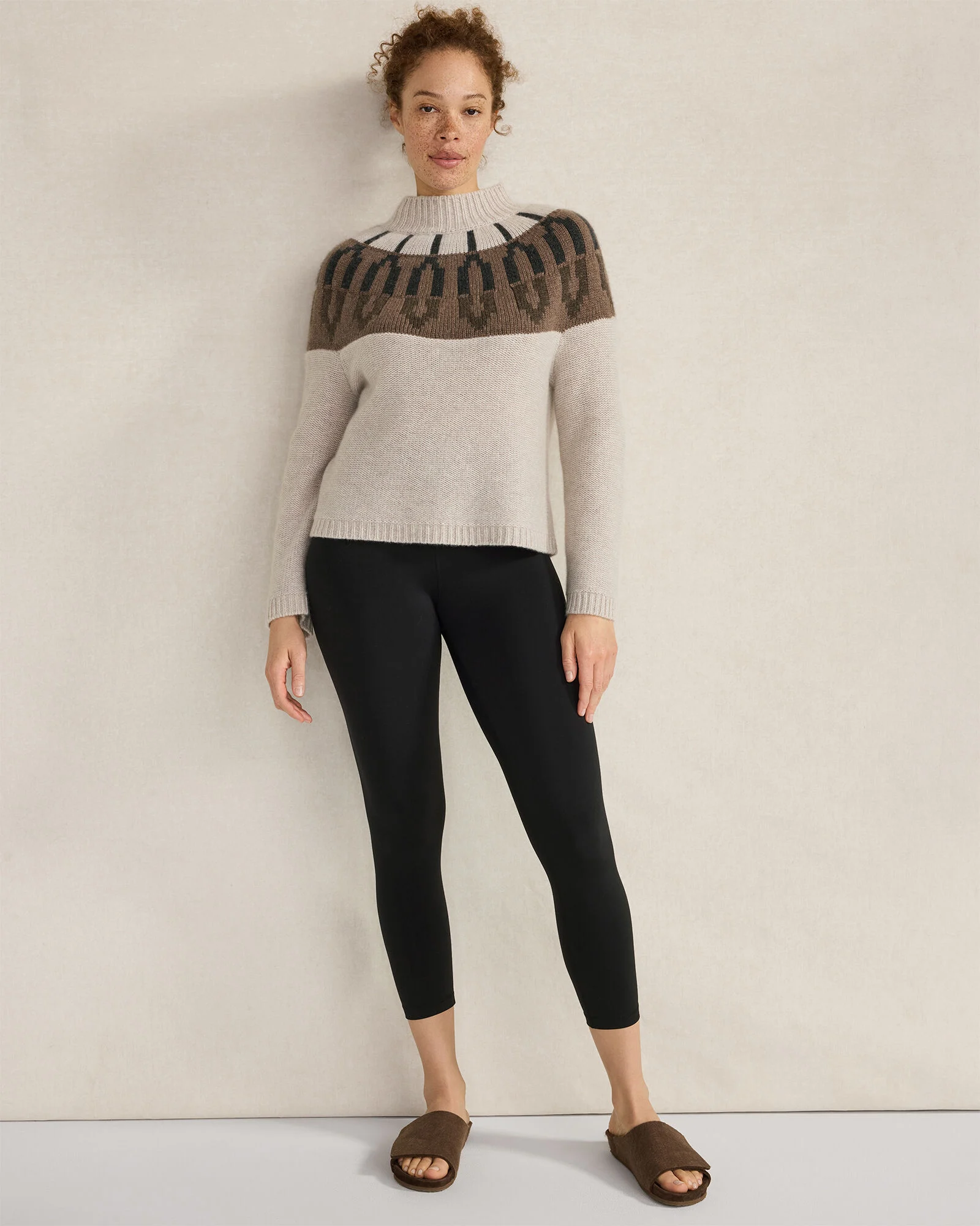 Cashmere Fairisle Mock Neck Sweater
