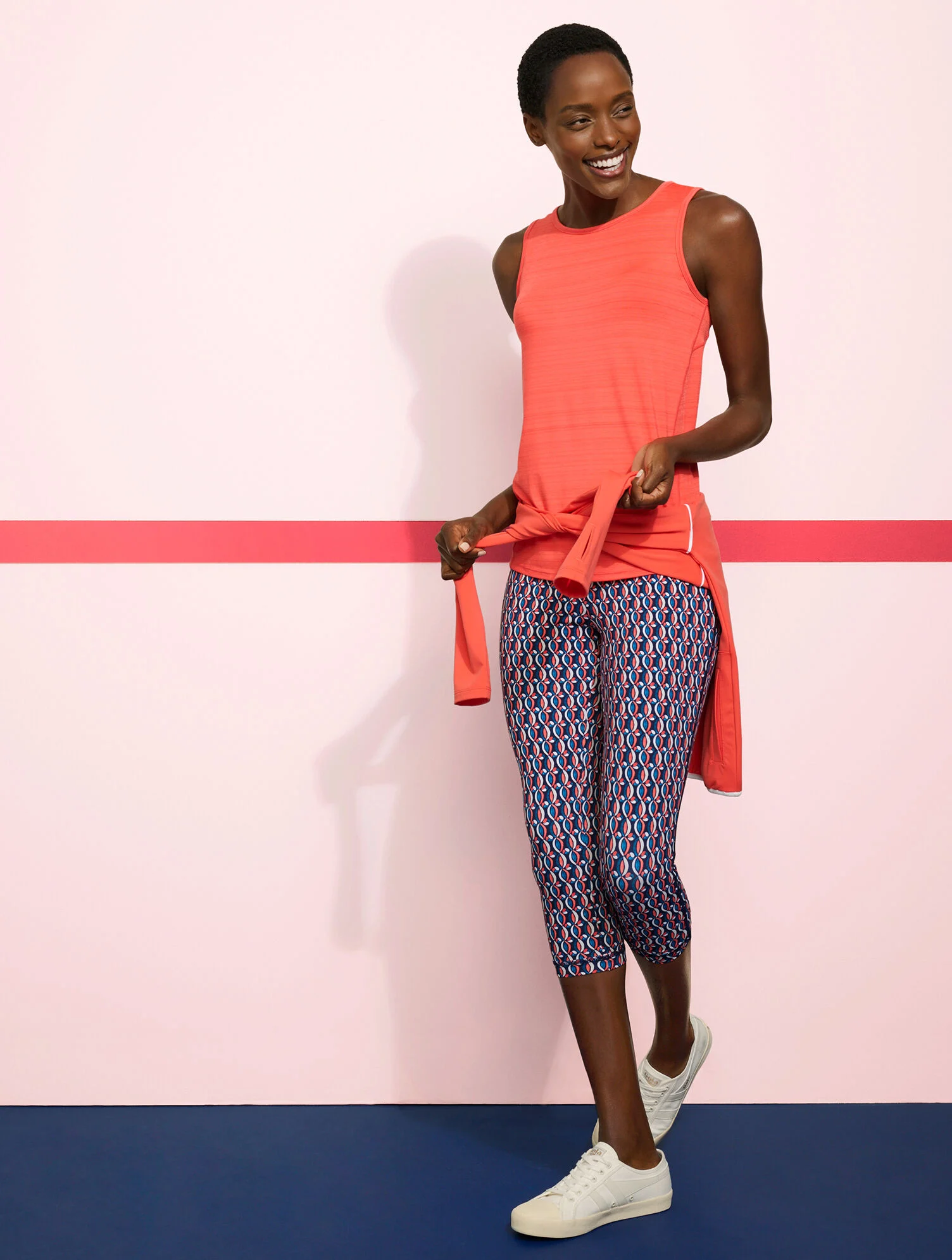 Performance Interlock Capri Leggings - Pinwheel Geo