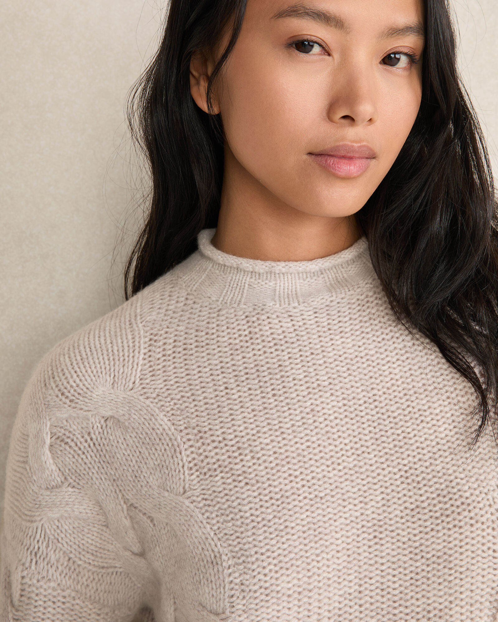 Cashmere Cable Roll Neck Sweater