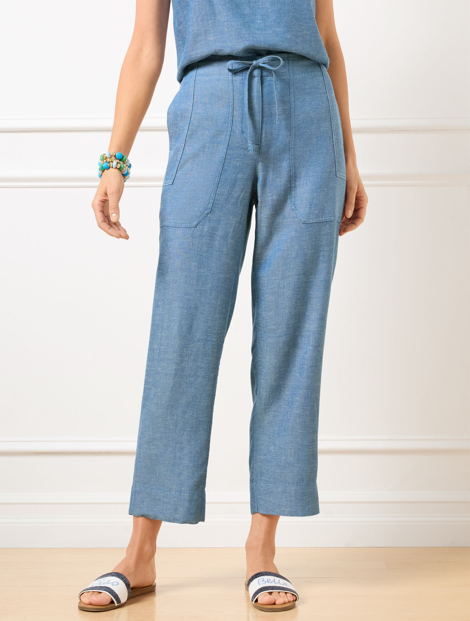 Straight Crop Drawstring Pants
