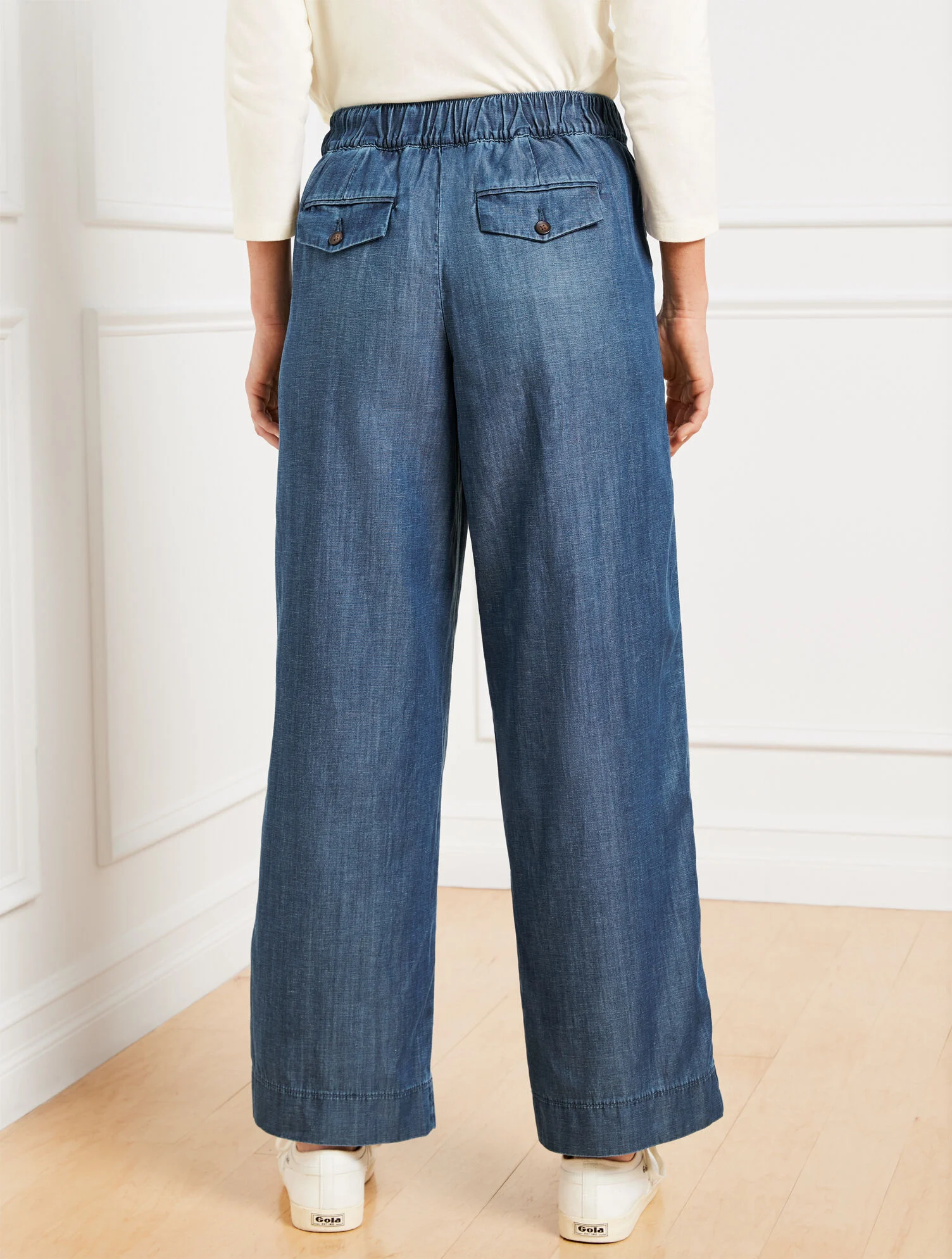 Belted Wide Ankle Pants - Kali Wash