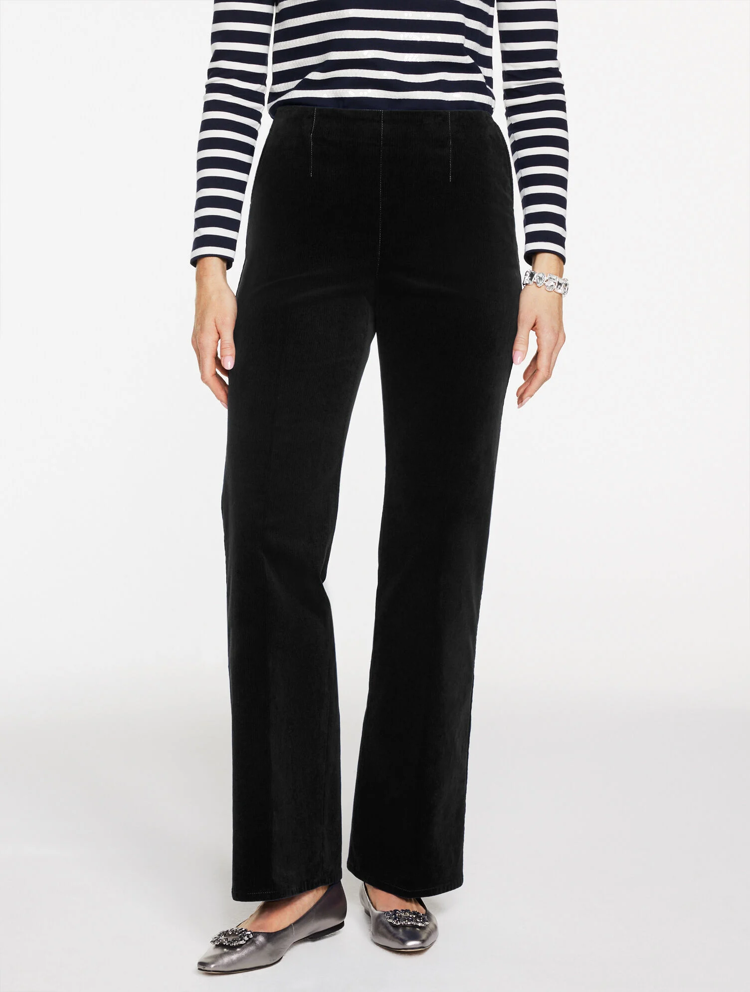 Trouser Leg Corduroy Pull-On Pants