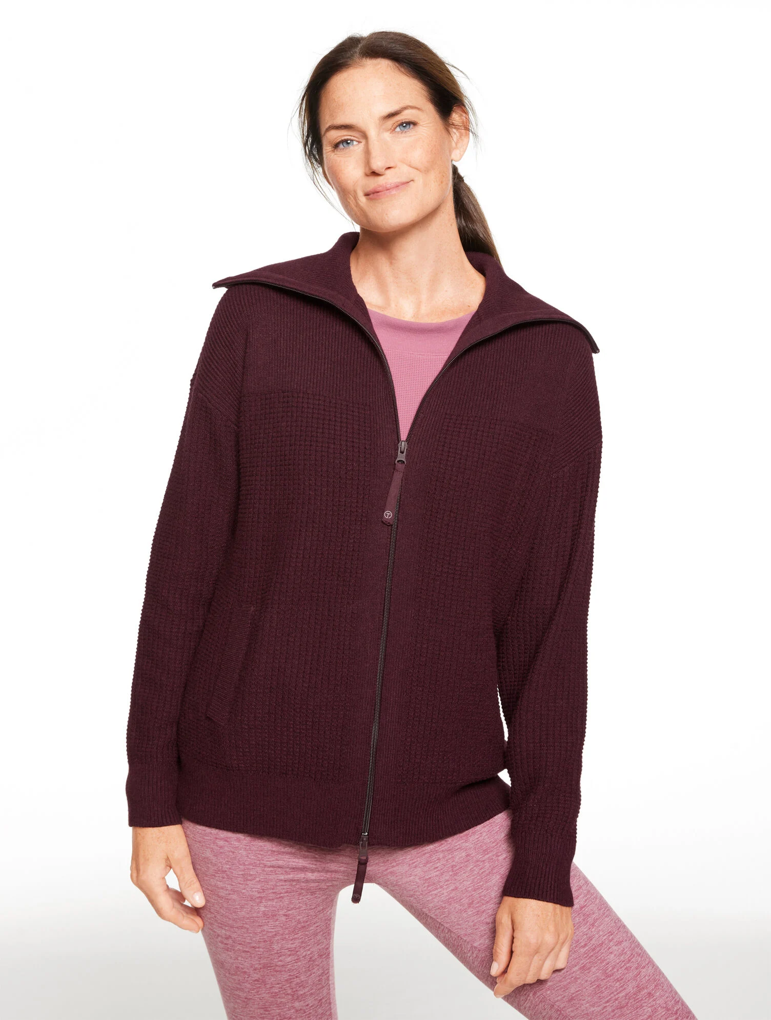 Waffle Knit Sweater Jacket