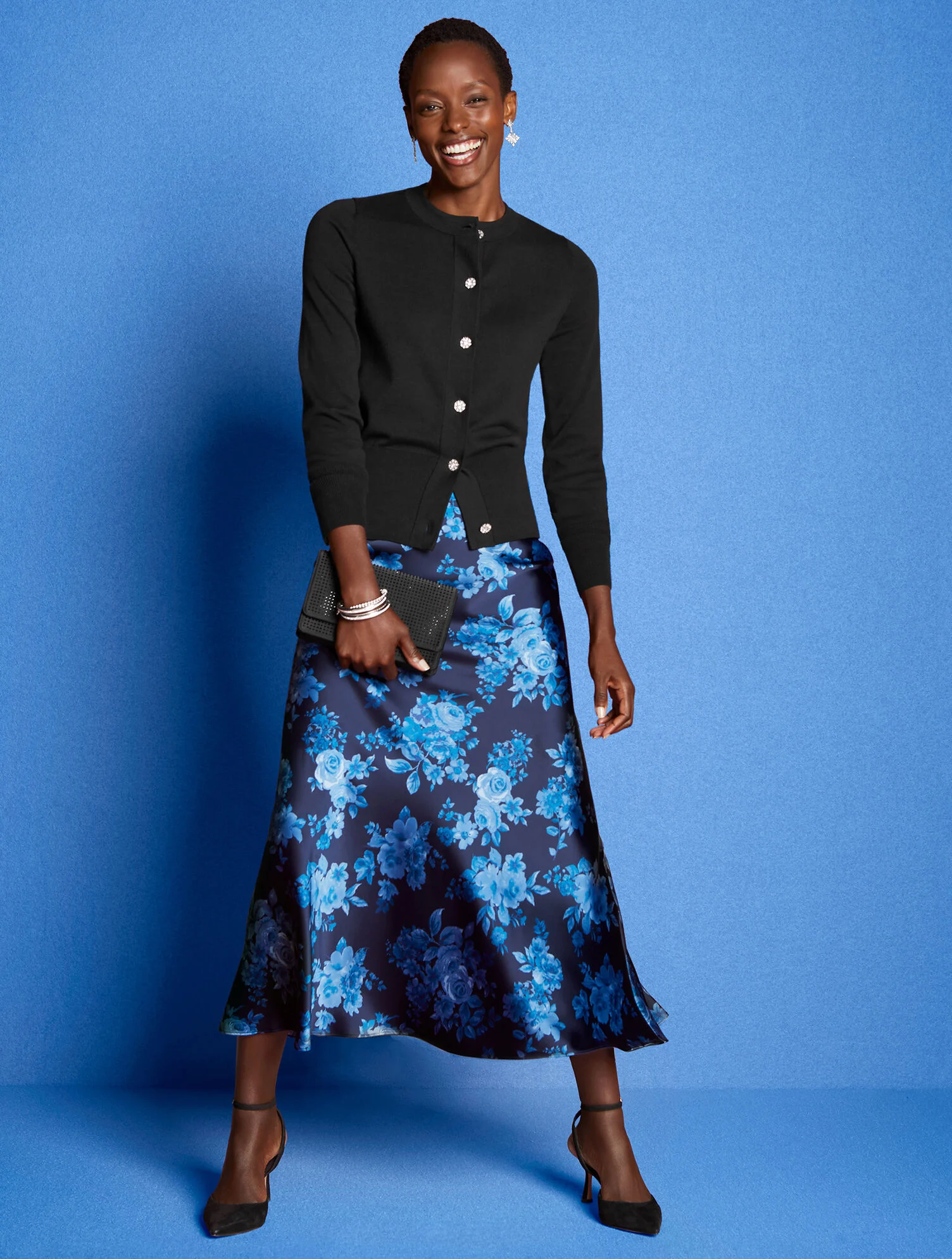 Satin Maxi Slip Skirt - Flourish Floral