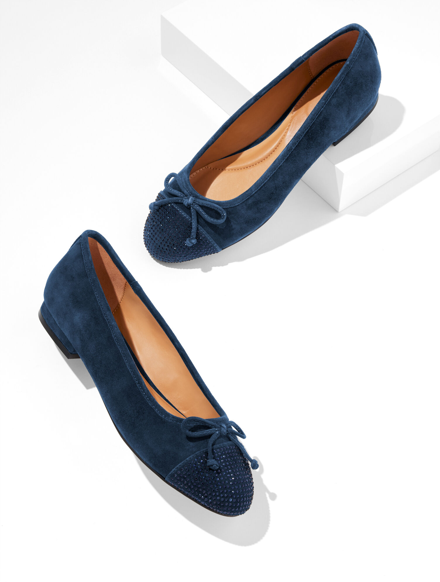 Madison Rhinestone Suede Ballet Flats