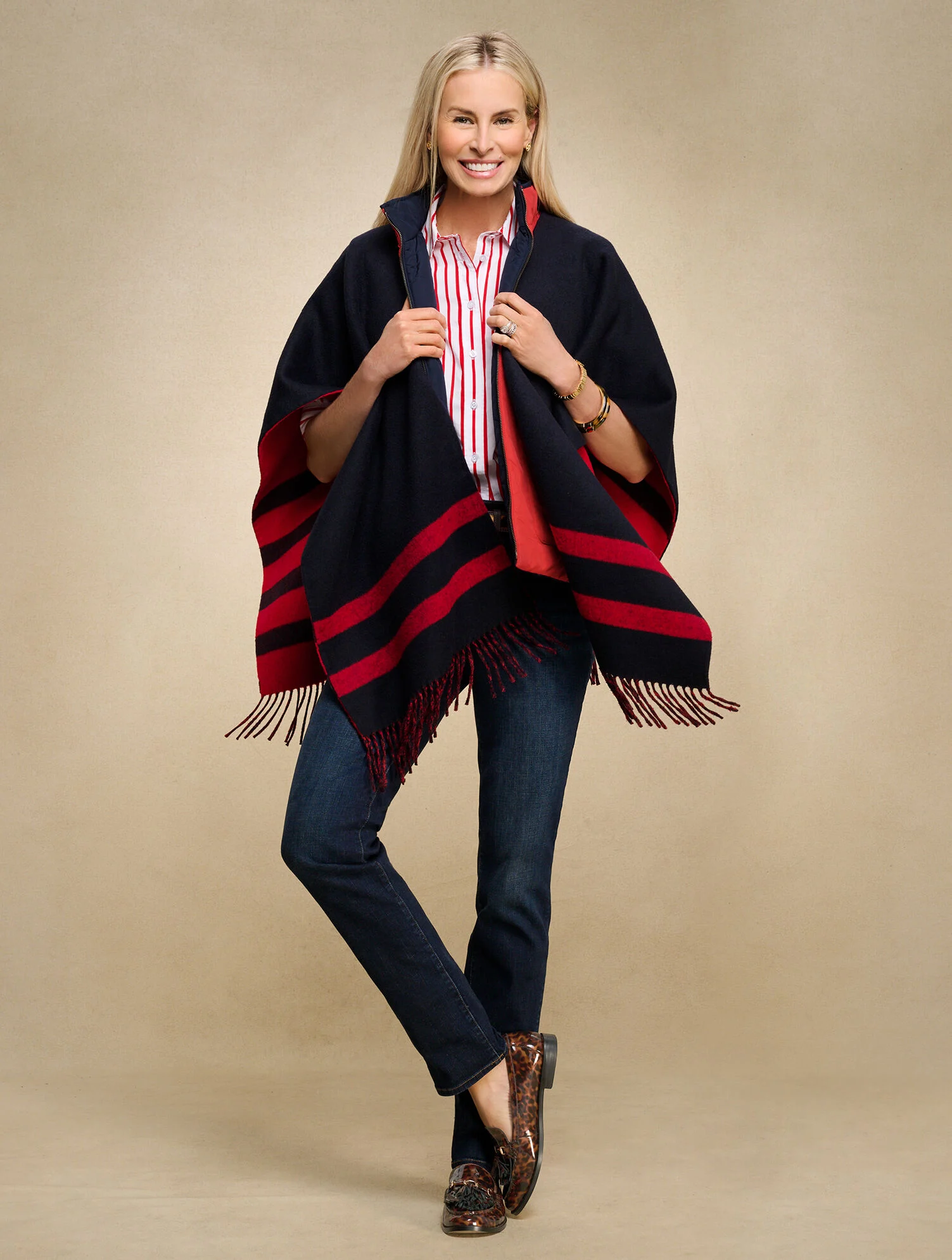 Reversible Double Face Ruana