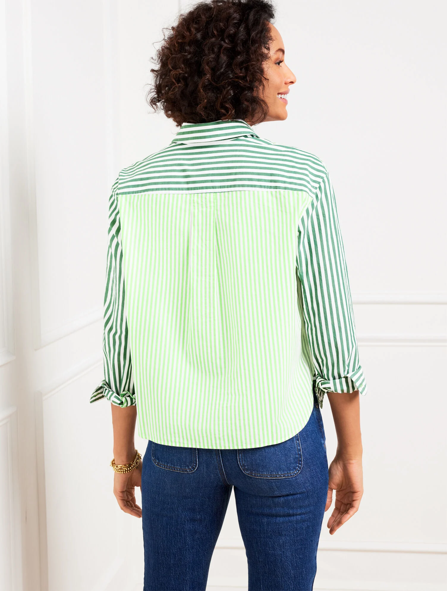 Poplin Short Shirt - Blooming Stripe