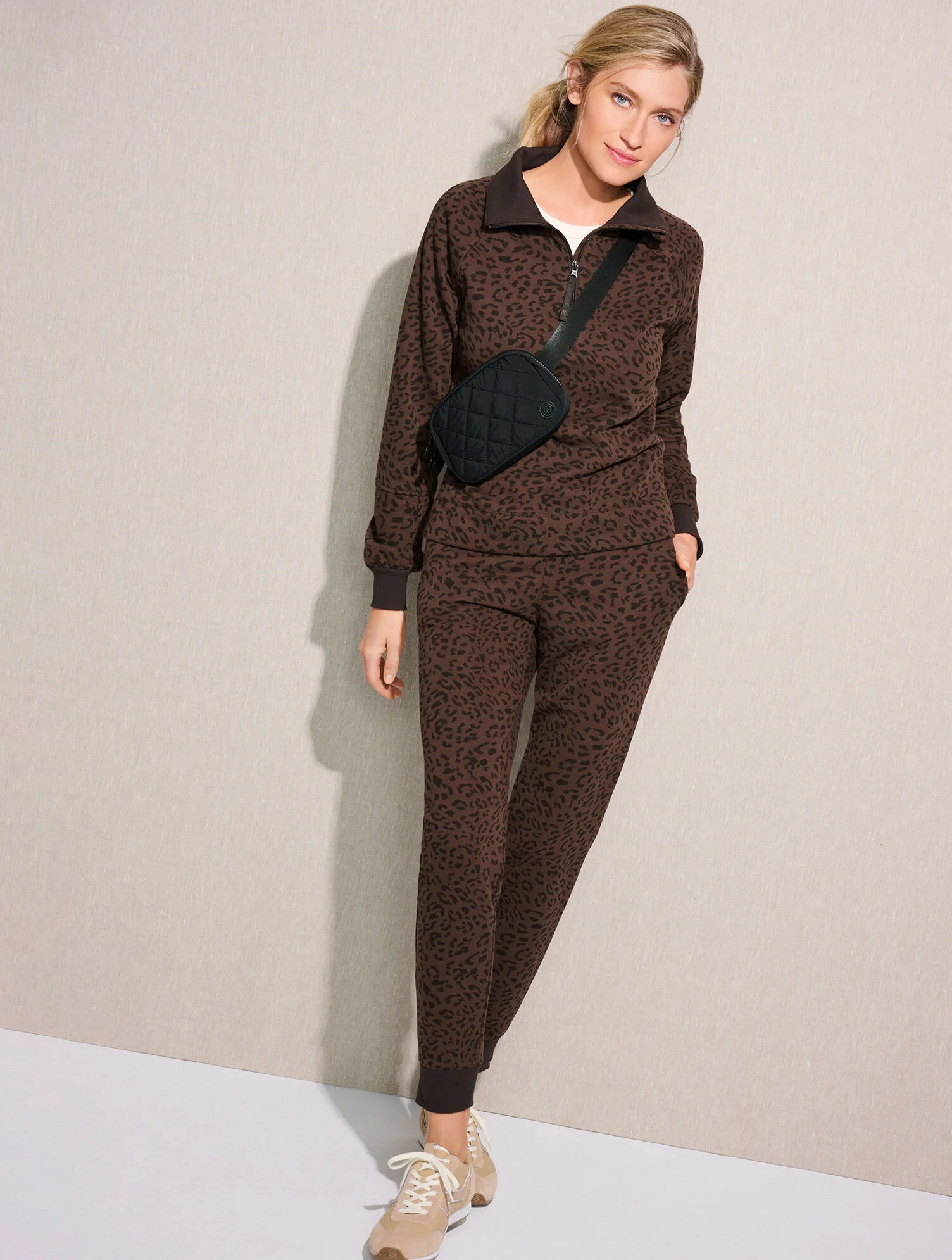 Cozy French Terry Joggers - Tonal Cheetah