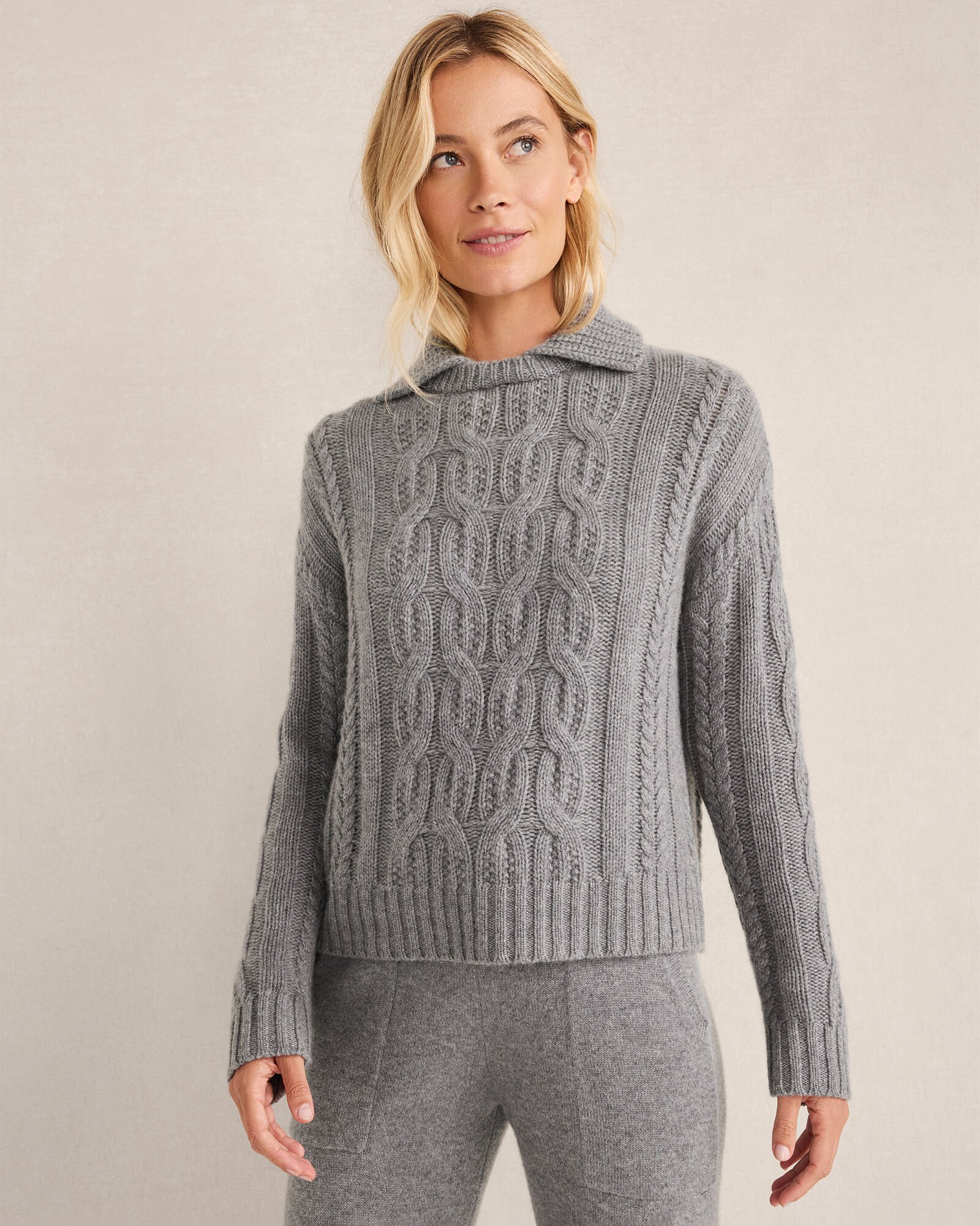 Cashmere Cable Collared Sweater