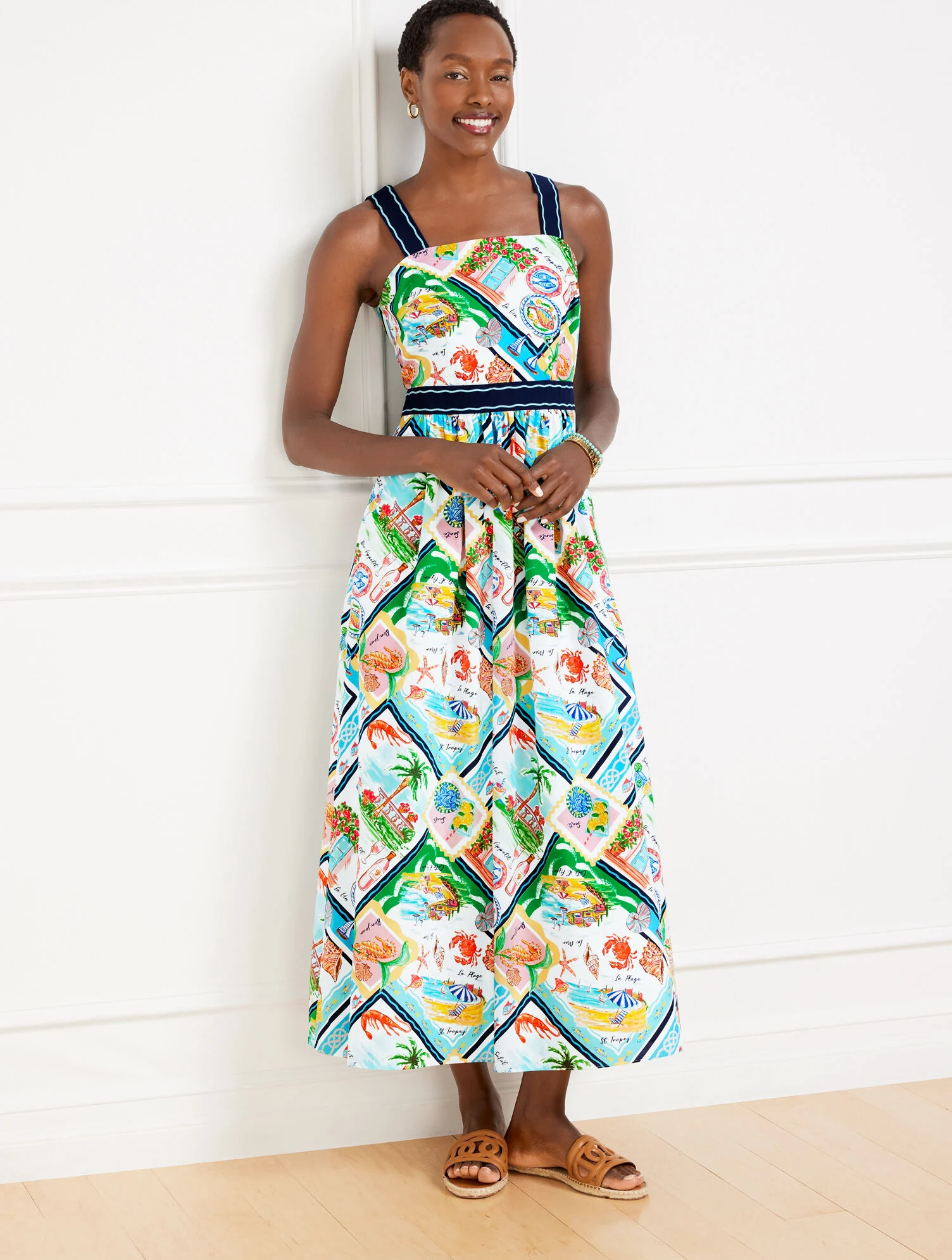 Modern Poplin Fit & Flare Dress - Summer Vista