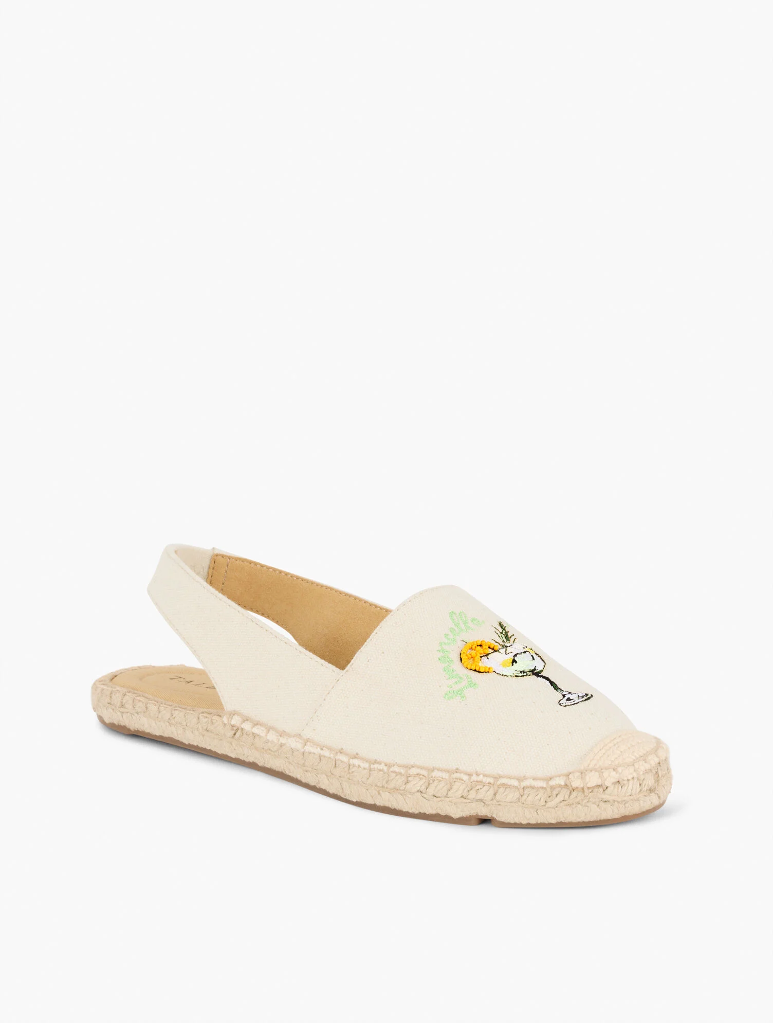 Izzy Slingback Beaded Espadrille Flats - Lemons