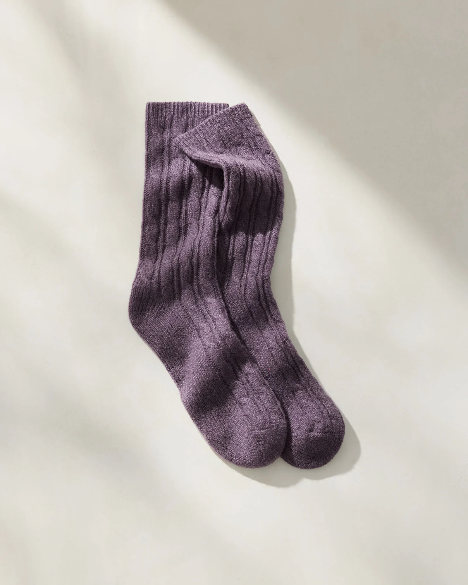 Cashmere Blend Cable Knit Socks