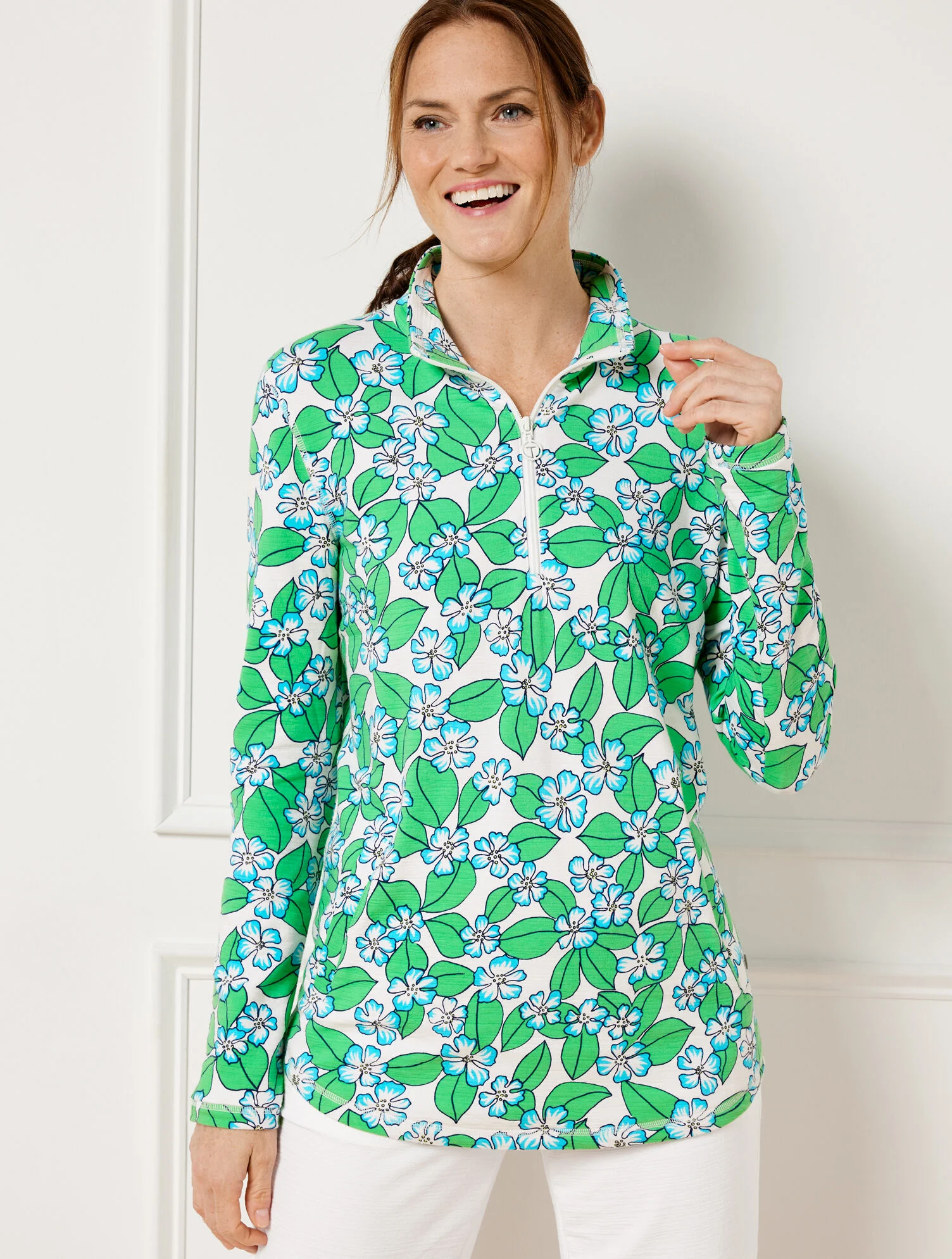 Cozy Crush Half-Zip Pullover - Floral Fields