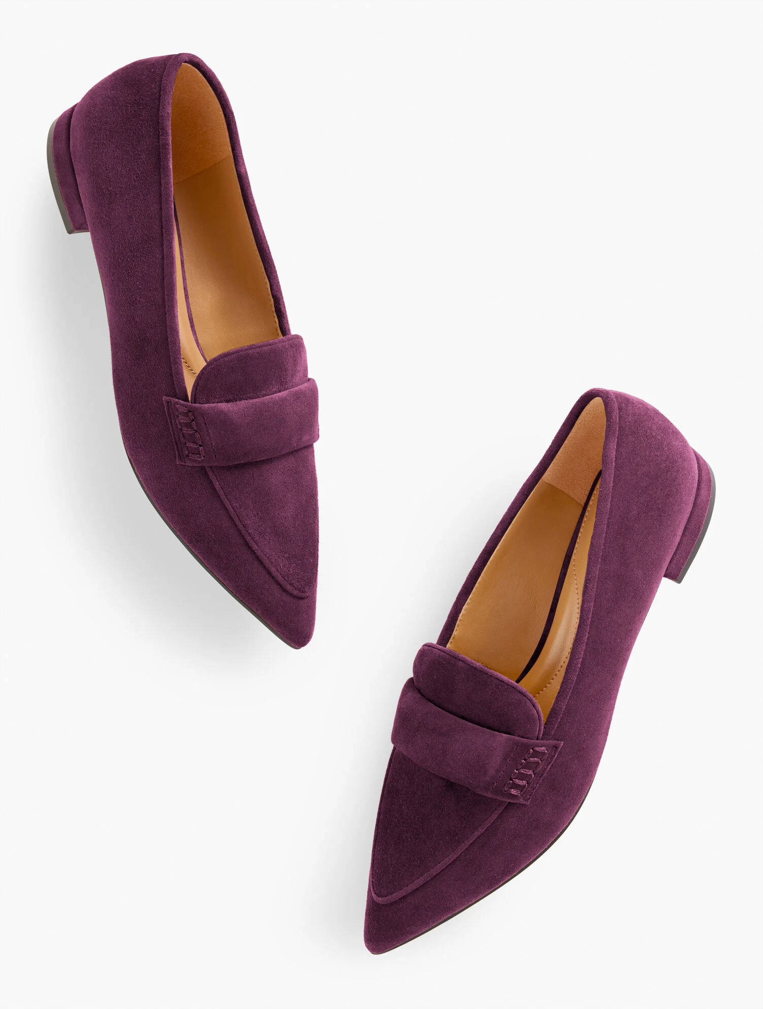 Scarlet Suede Pointed Toe Loafers