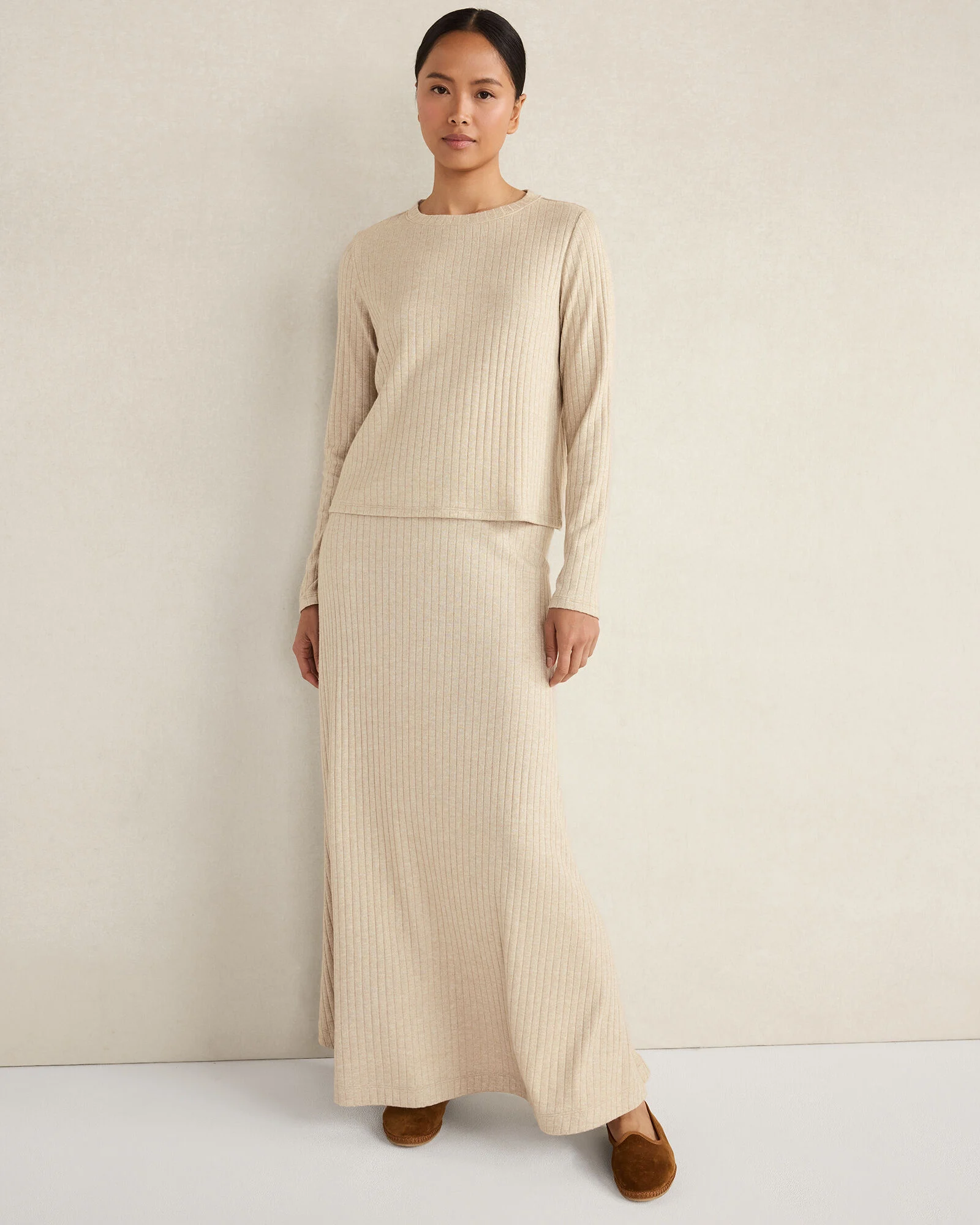 Lurex Rib Knit Maxi Skirt