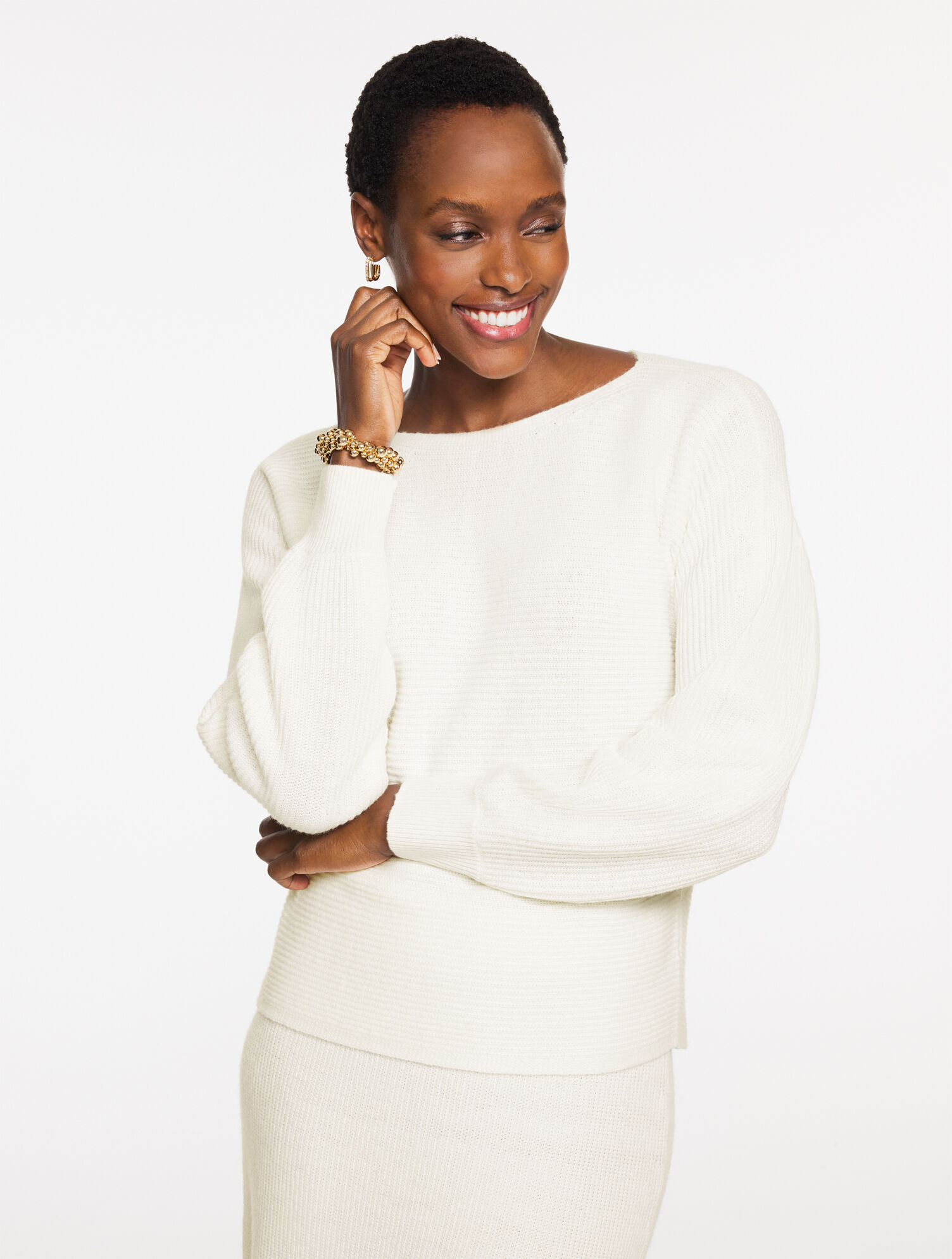 Ribbed Dolman Sleeve Sweater