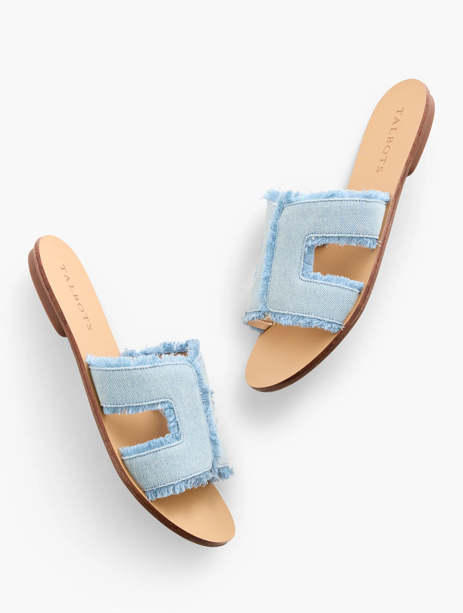 Hannah Frayed Denim Slides