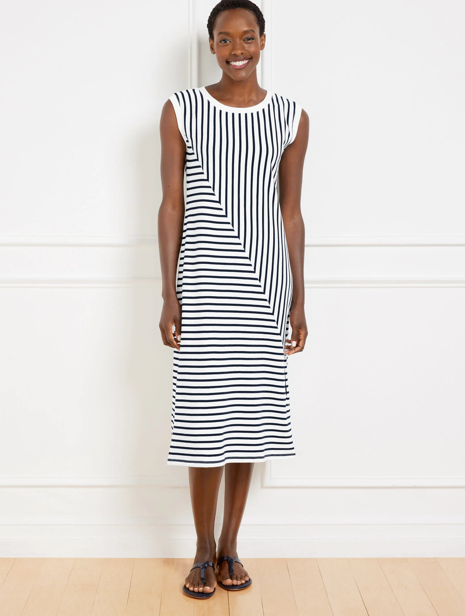 Seaside French Terry Stripe Midi T-Shirt Dress