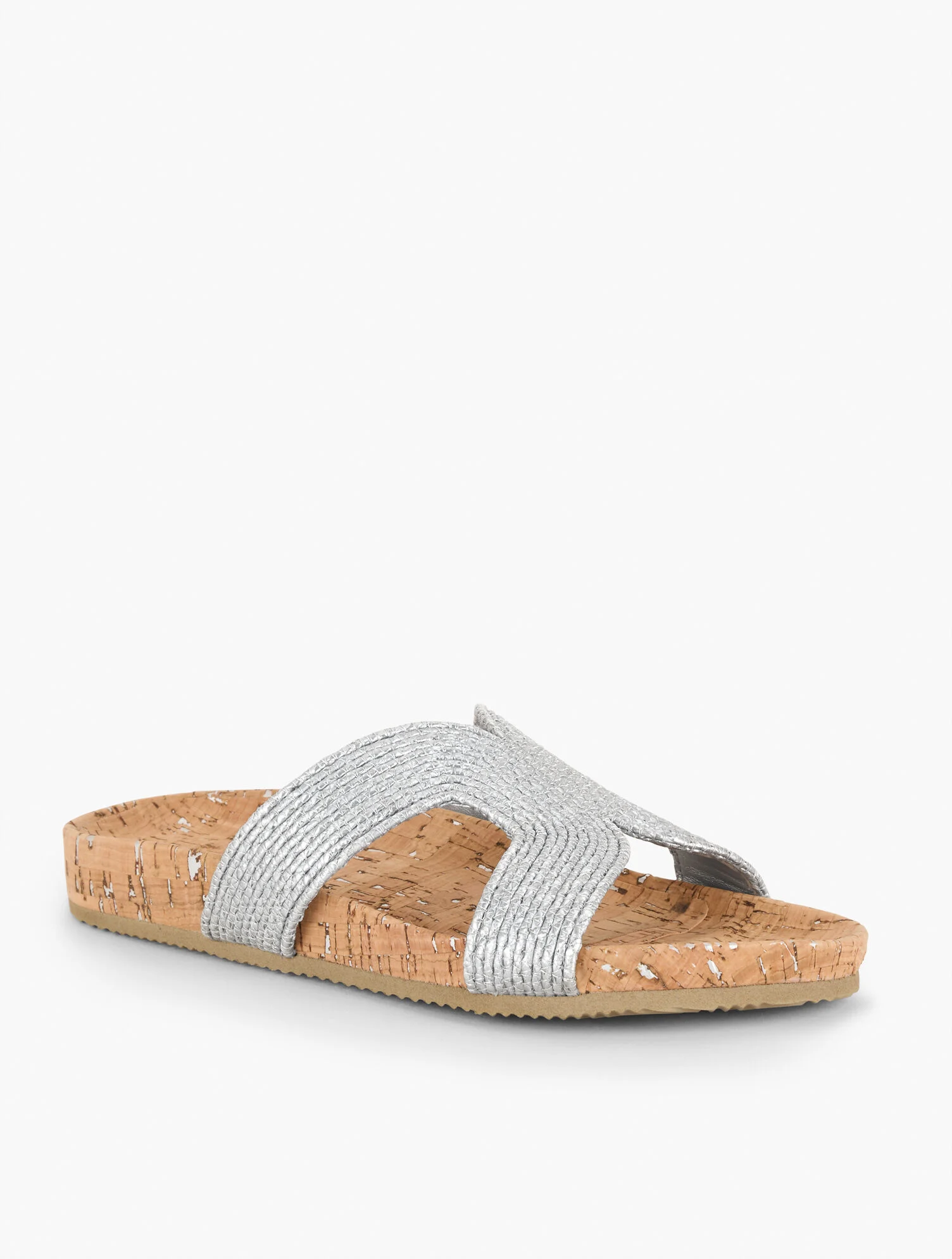 Malia Metallic Woven Raffia Slides