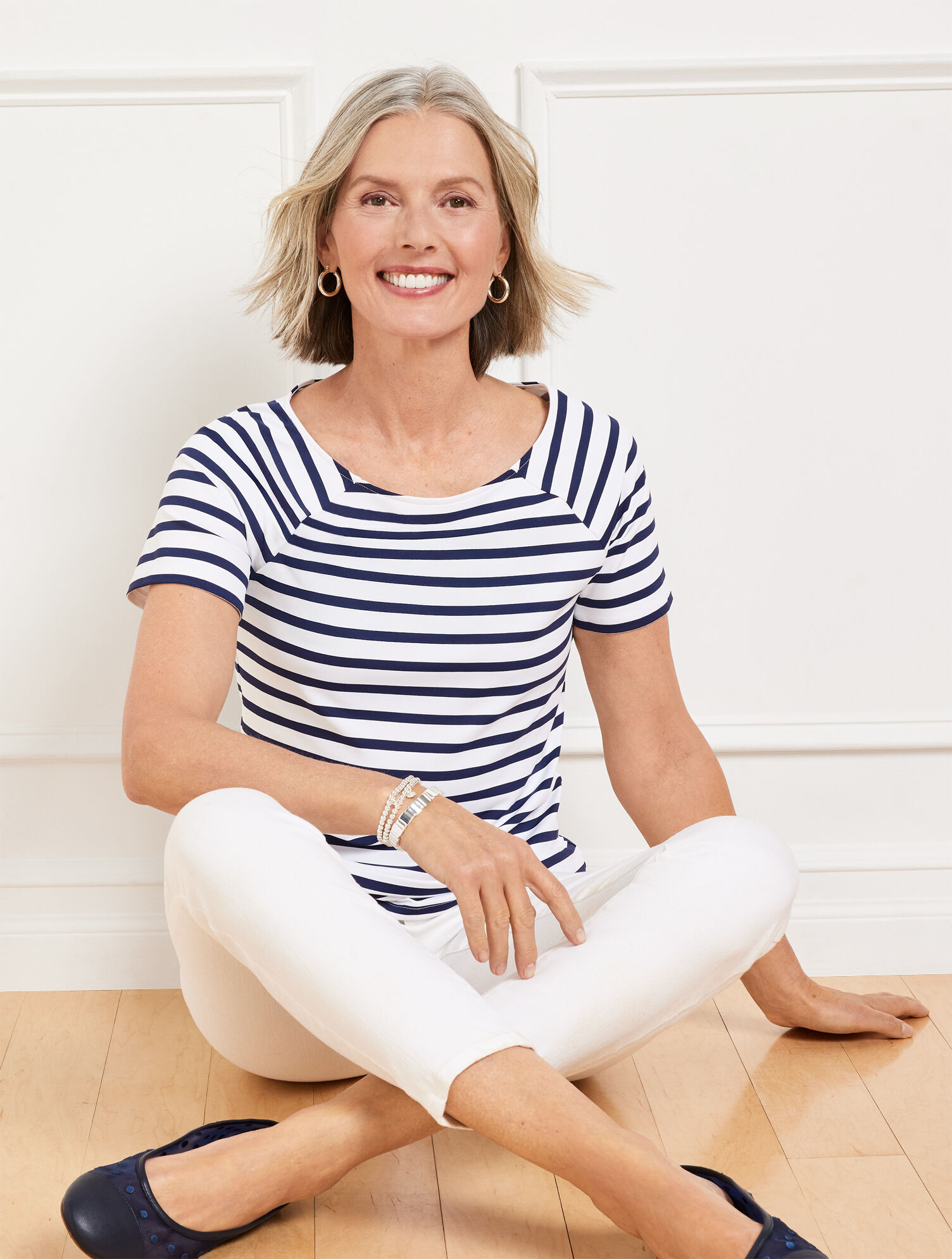Effortless Jersey Stripe Bateau Neck Tee