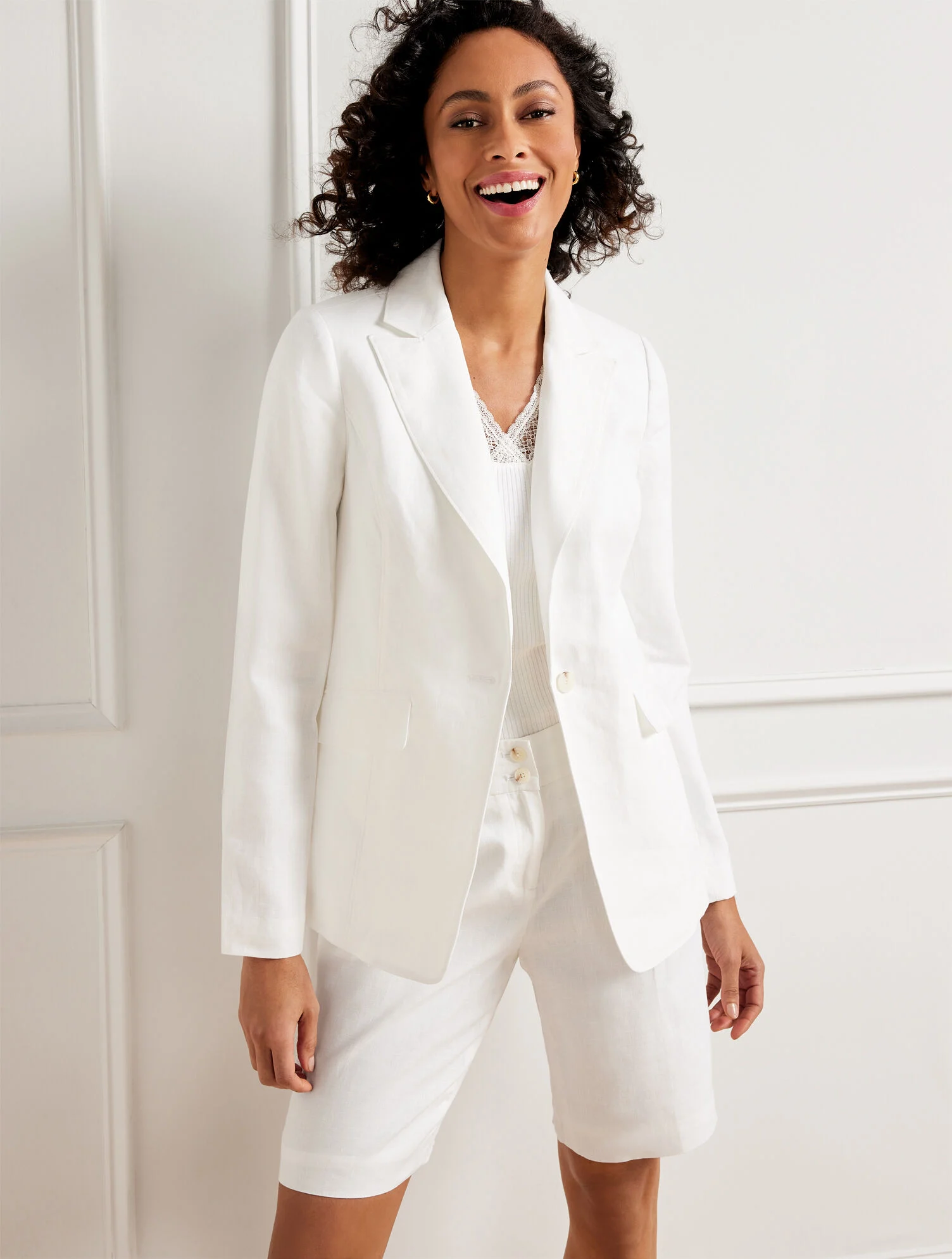 Classic Linen Blazer - White