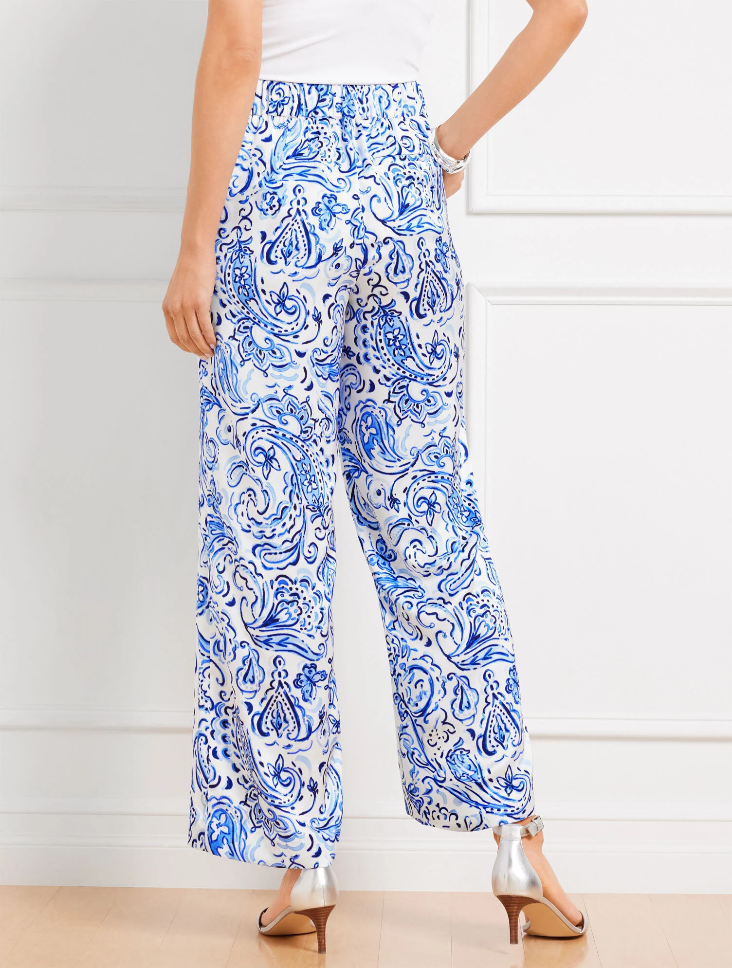 Satin Wide Leg Pants - Painted Paisley