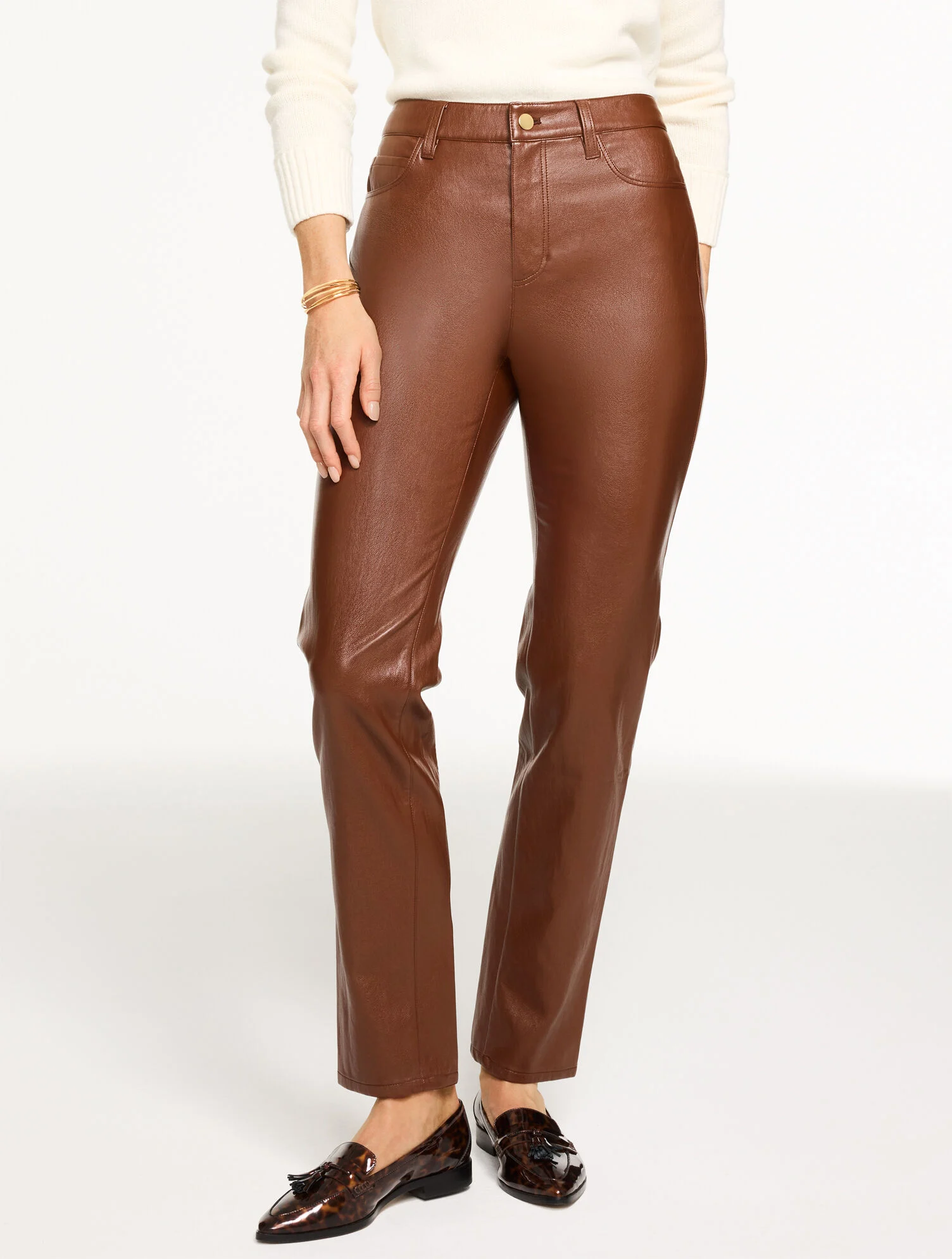 Straight Leg Faux Leather Pants
