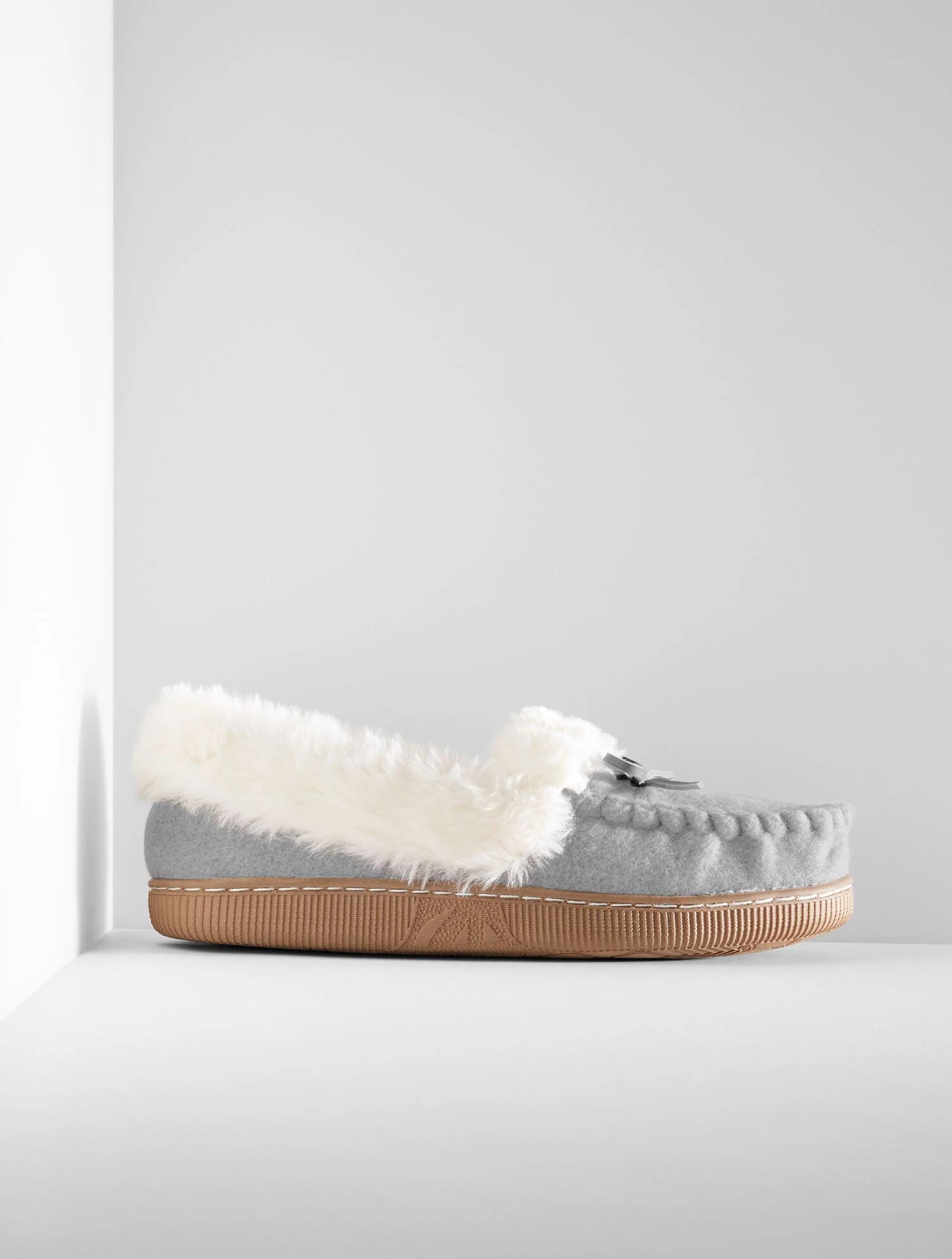 Cleo Flannel Faux Fur Moccasins