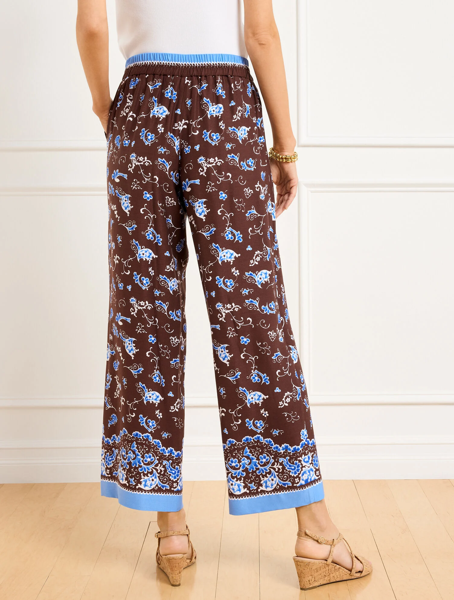 Wide Crop Pull-On Pants - Splendid Swirls