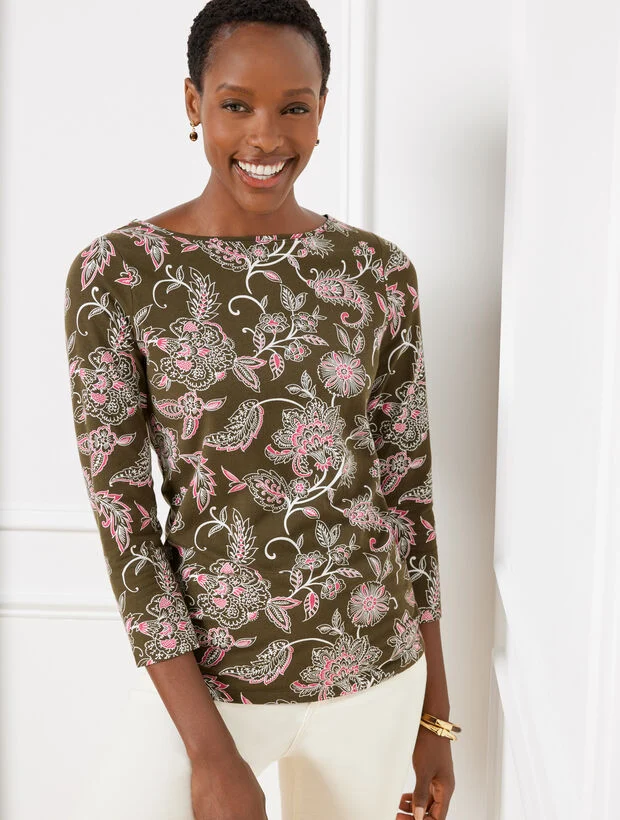 Bateau Neck Tee - Ornate Jacobean