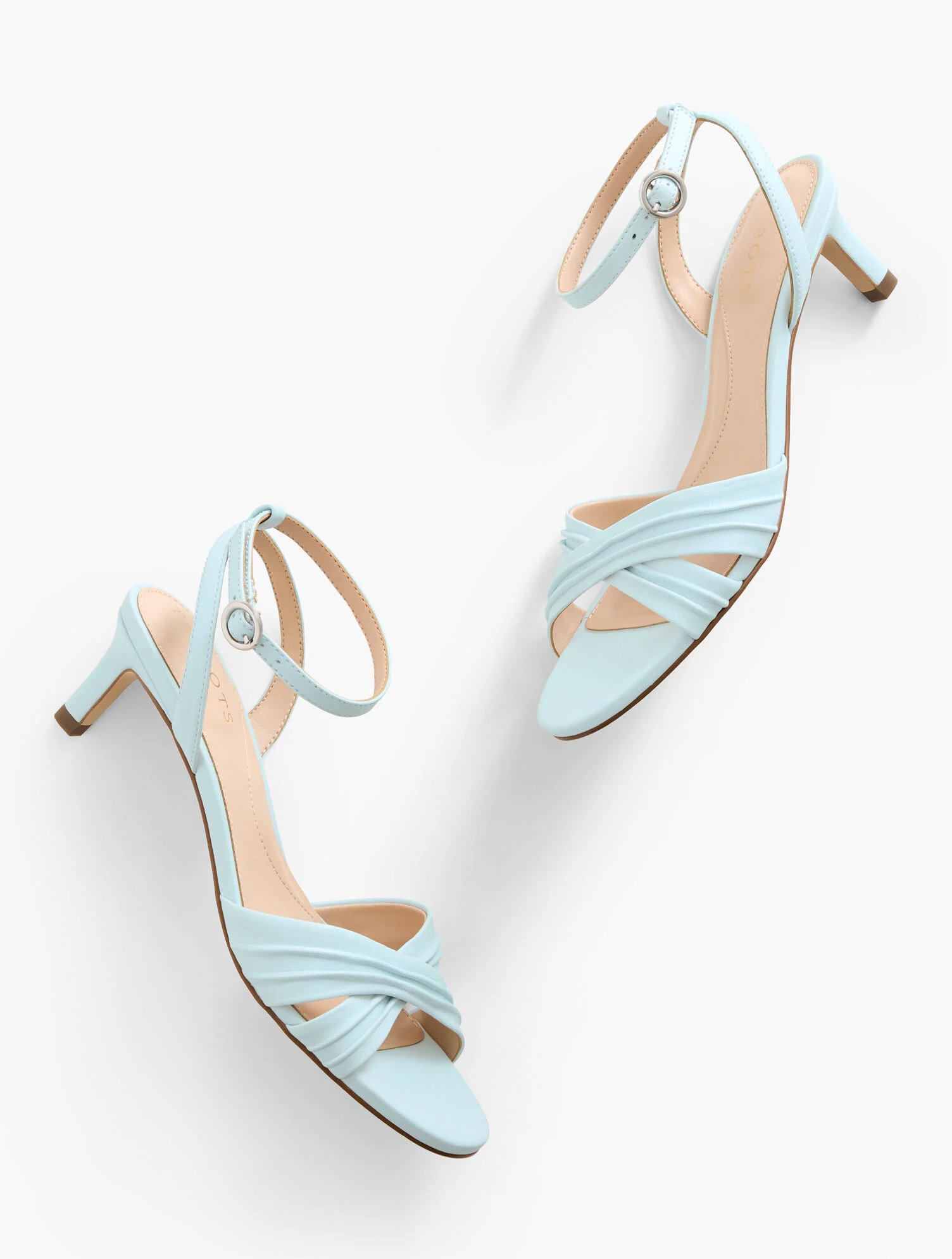 Tallia Pleated Nappa Ankle Strap Heel Sandals