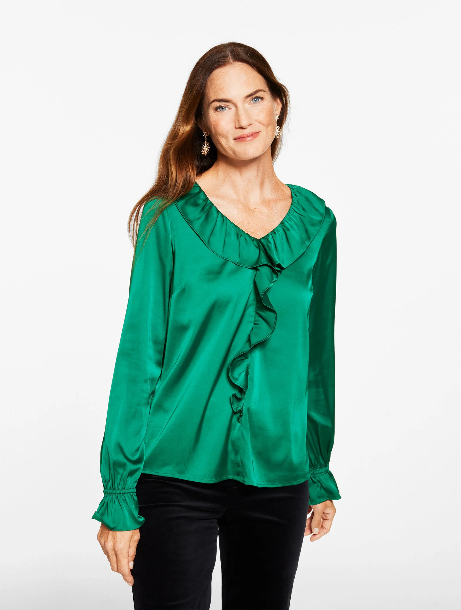 Soft Satin Charmeuse Ruffle Top
