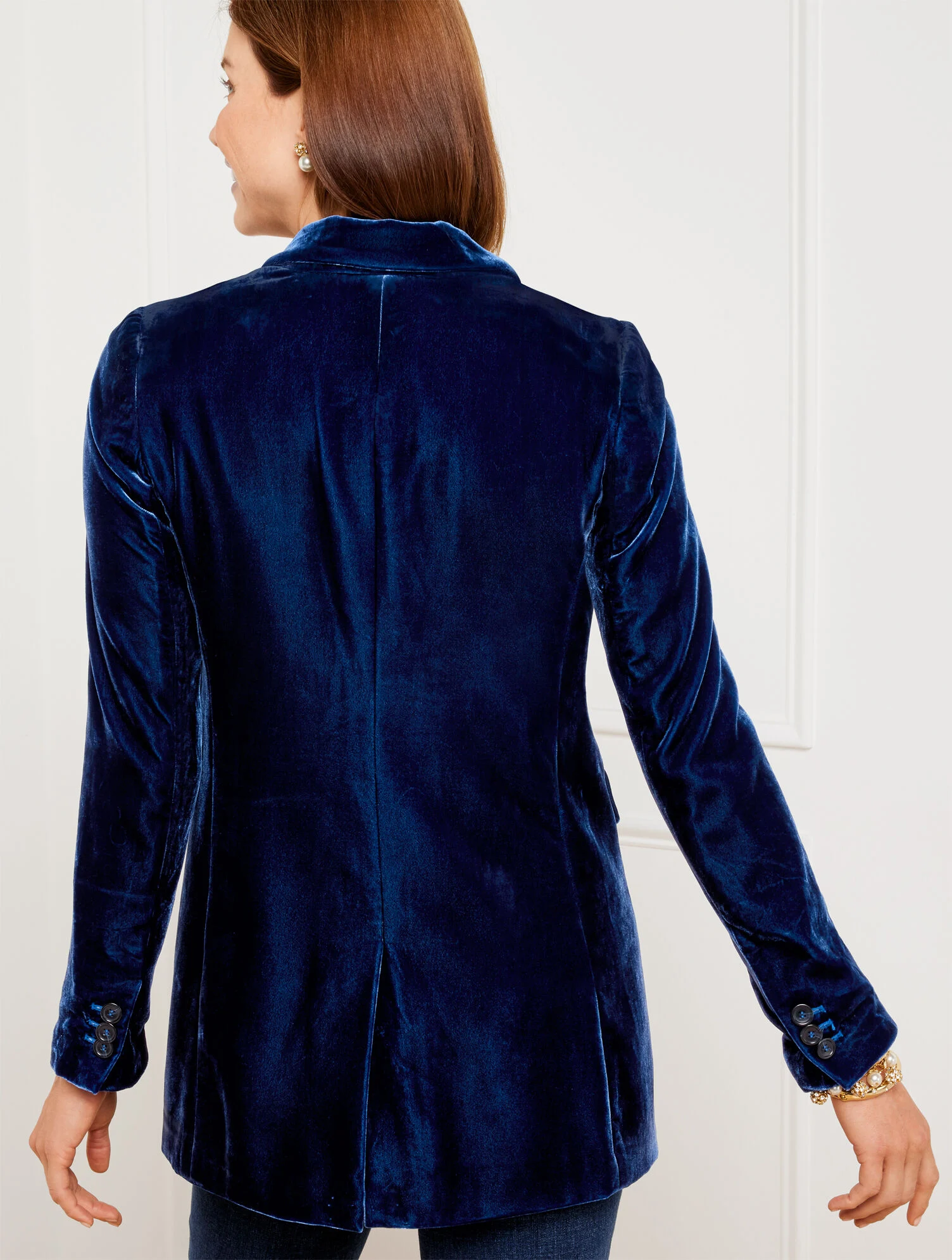 Effortless Velvet Open Front Blazer