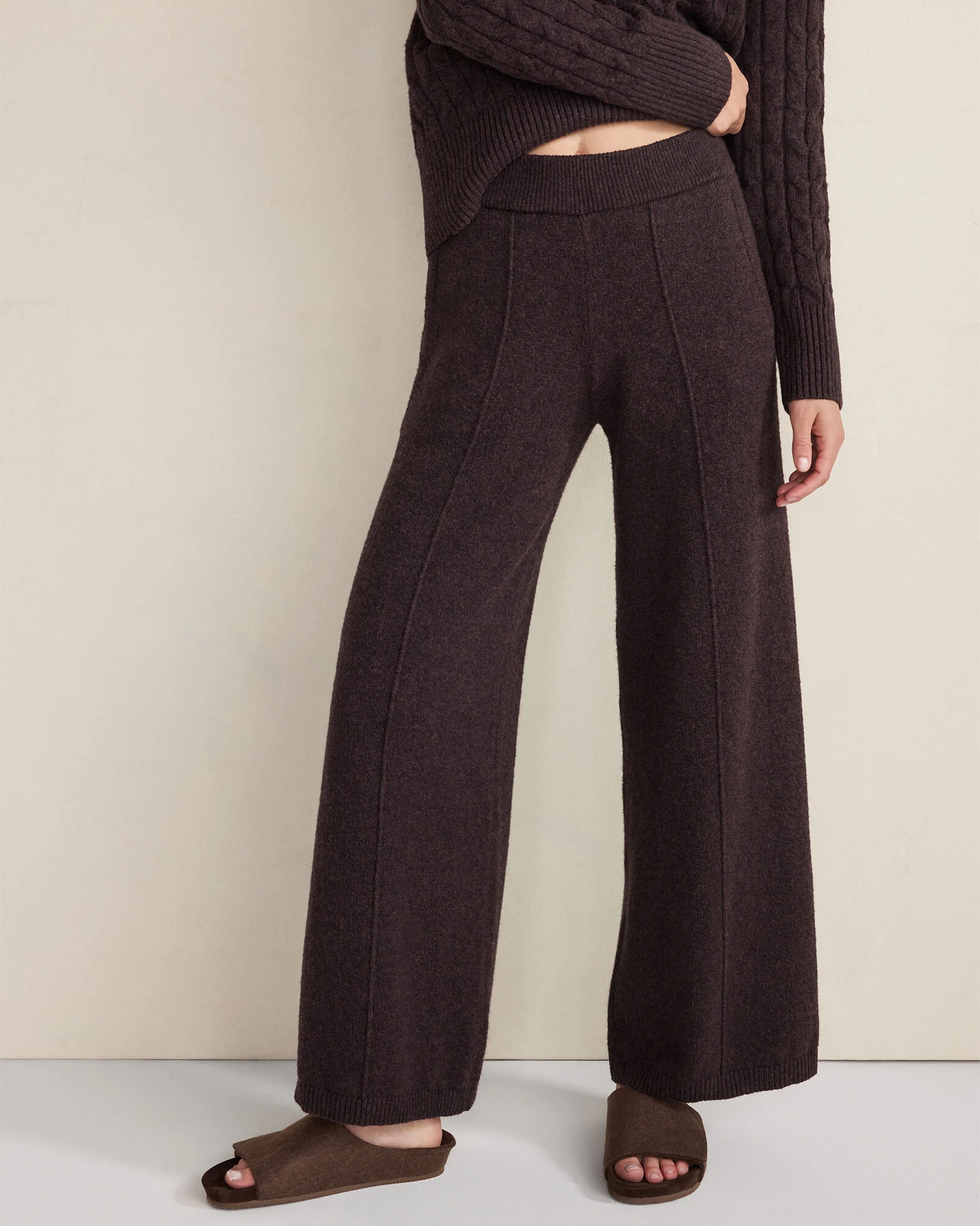 Organic Cotton Blend Pintuck Wide Leg Pants